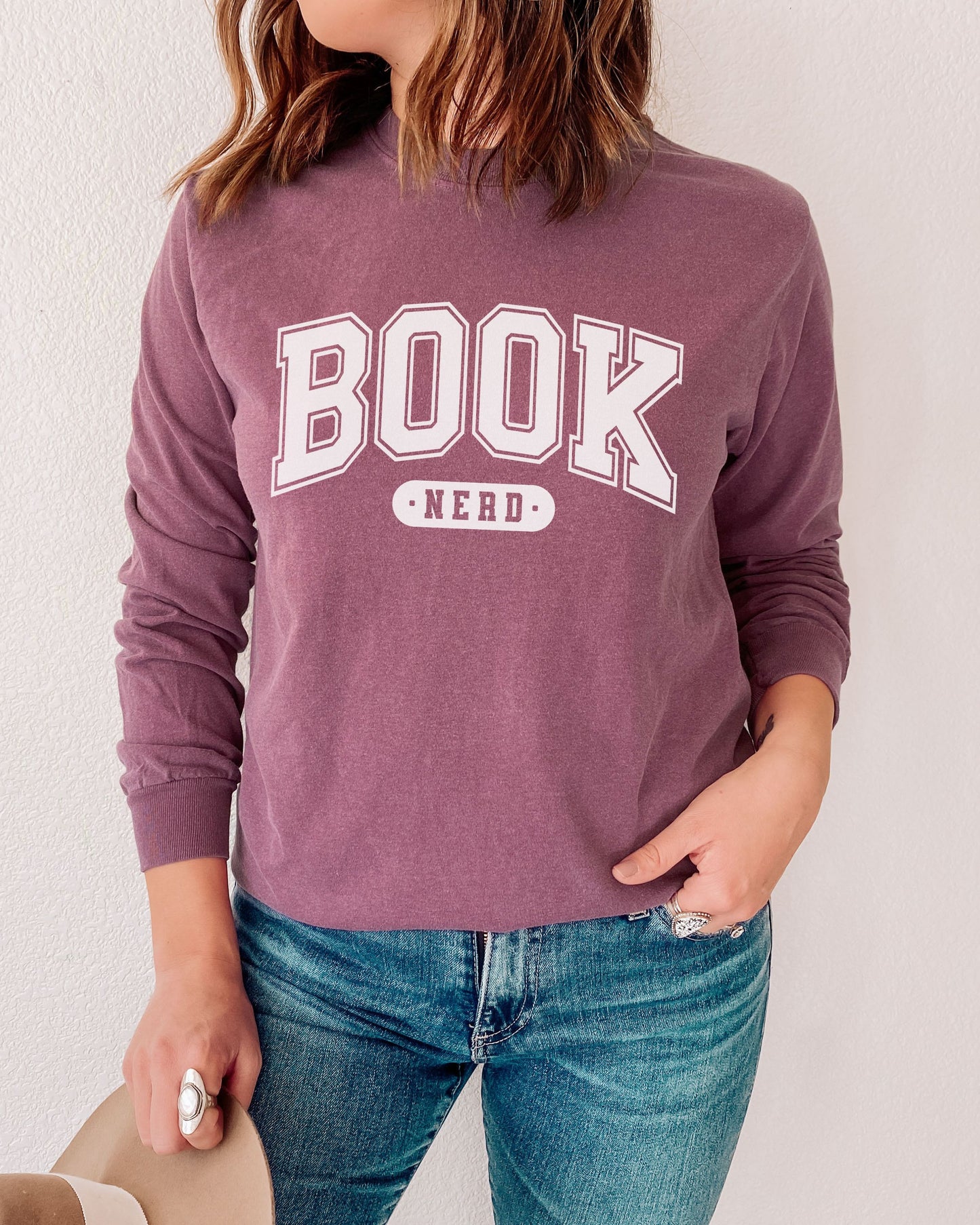 Book Nerd Long Sleeve Tee – Comfort Colors Varsity Bookish Tee