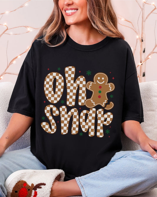 Oh Snap T-Shirt – Comfort Colors Retro Holiday Gingerbread Cookie Tee