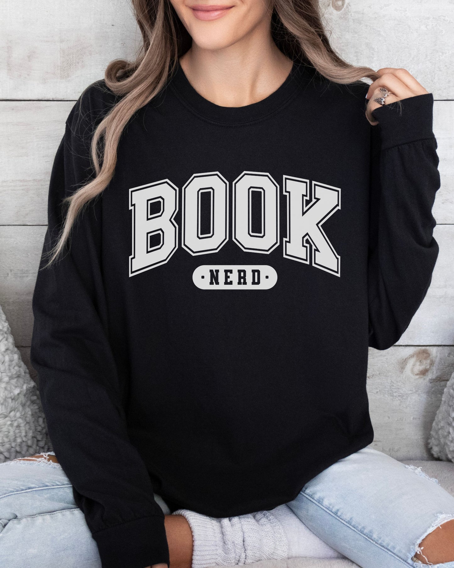 Book Nerd Long Sleeve Tee – Comfort Colors Varsity Bookish Tee