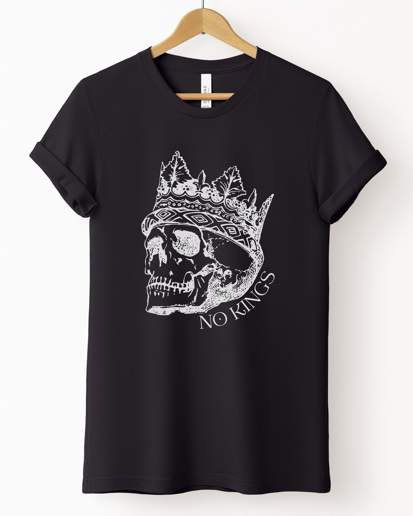 No Kings T-Shirt – Bella + Canvas Skull Crown Political Protest Tee