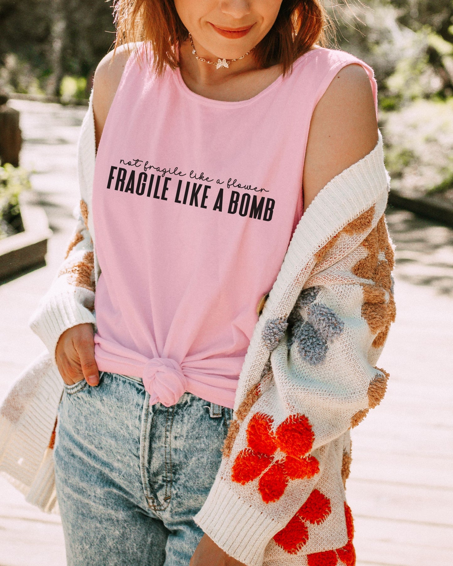 Not Fragile Like a Flower Tank Top – Comfort Colors Feminist Graphic Tank