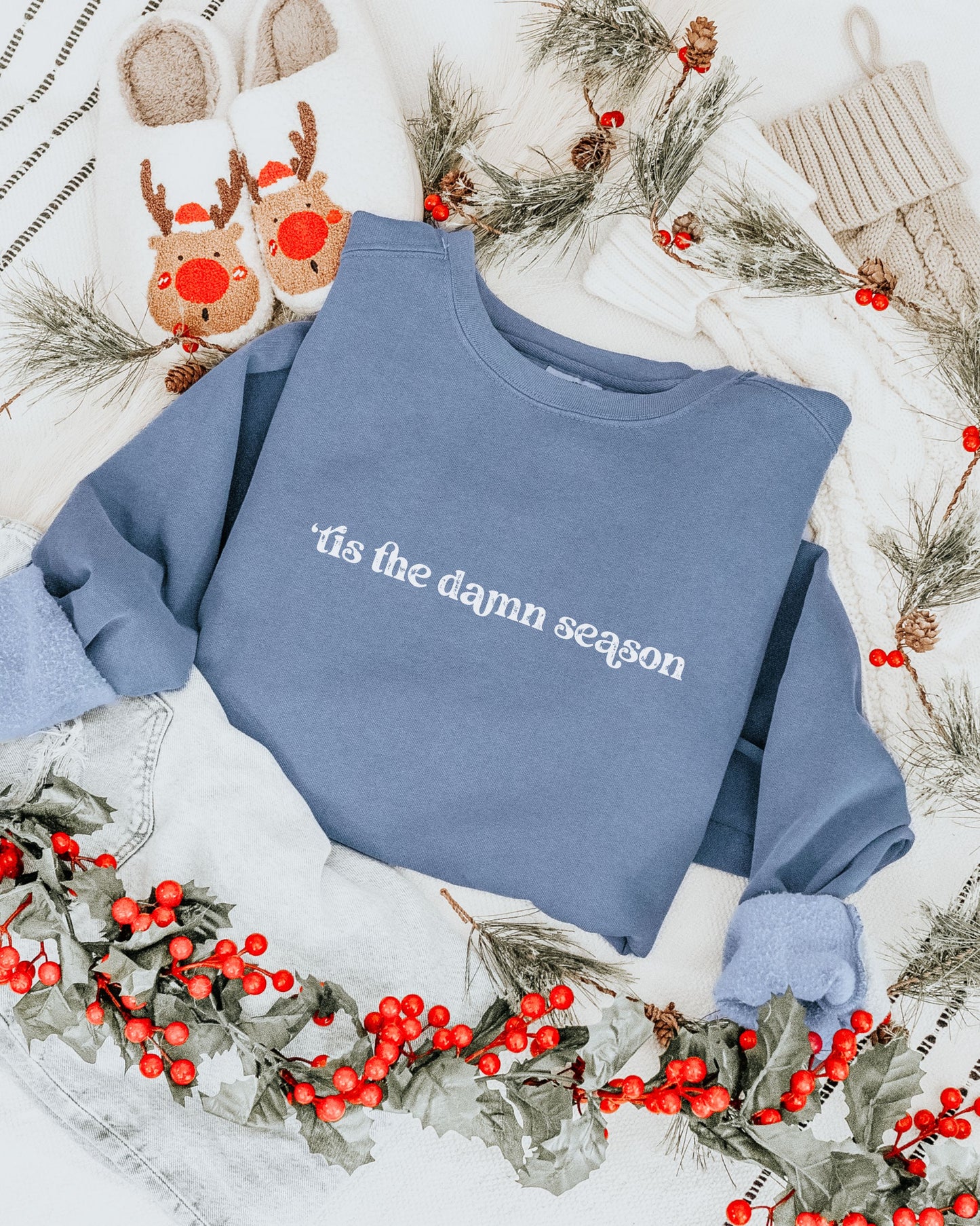 ’Tis The Damn Season Sweatshirt – Comfort Colors Holiday Crewneck