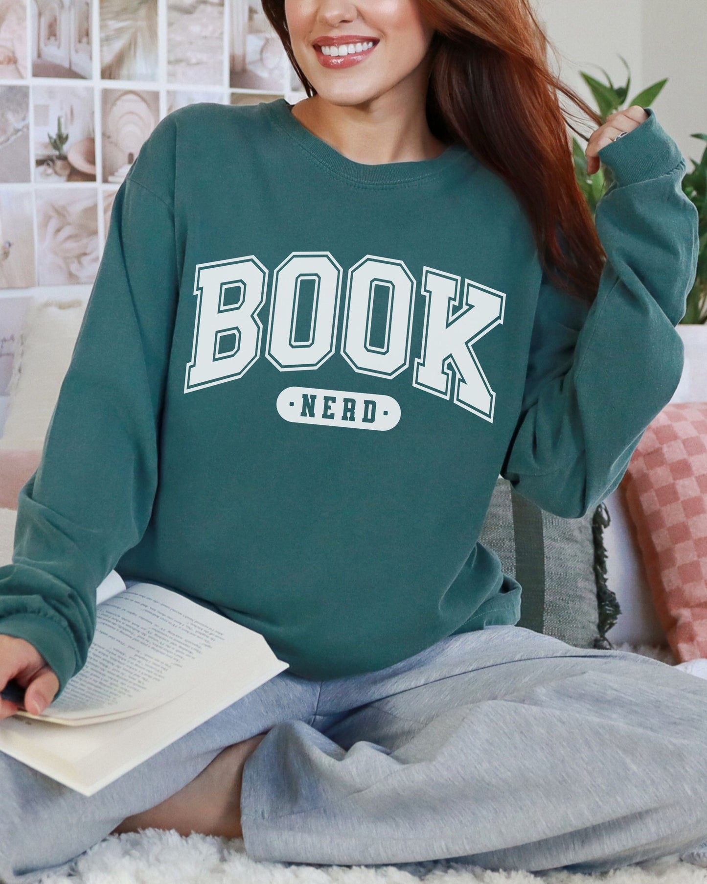 Book Nerd Long Sleeve Tee – Comfort Colors Varsity Bookish Tee