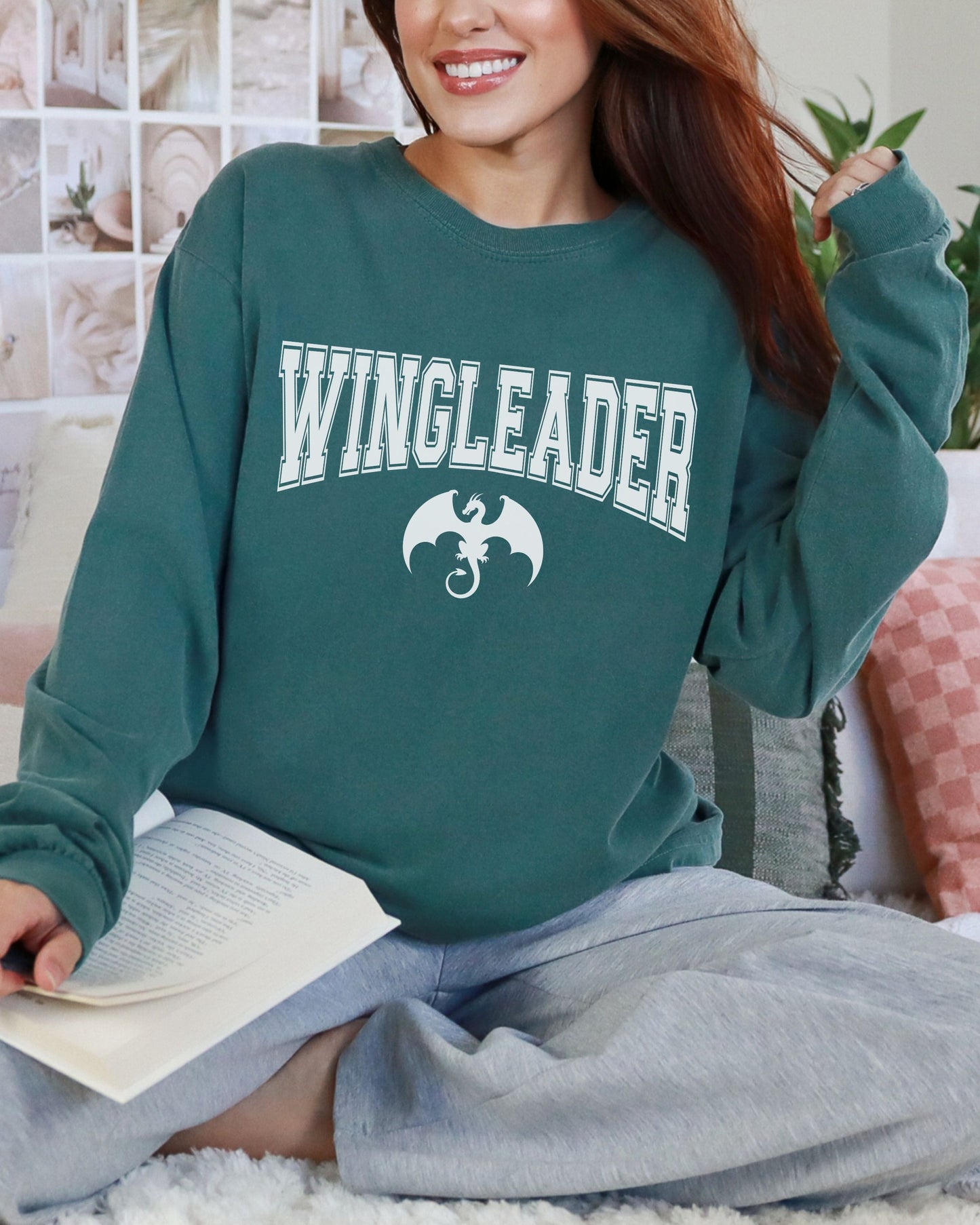 Wingleader Long Sleeve Shirt – Comfort Colors Fantasy Dragon Bookish Tee