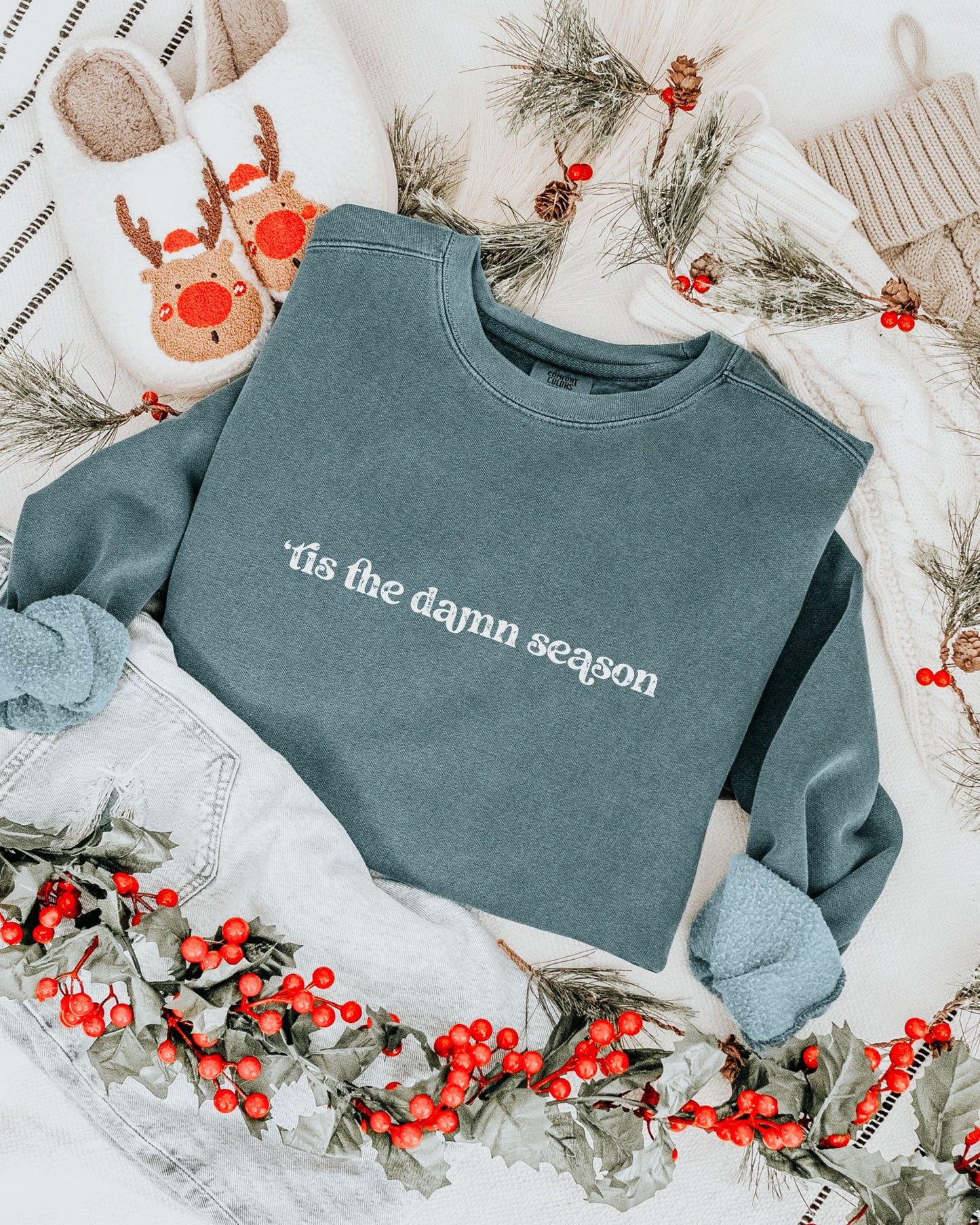 ’Tis The Damn Season Sweatshirt – Comfort Colors Holiday Crewneck