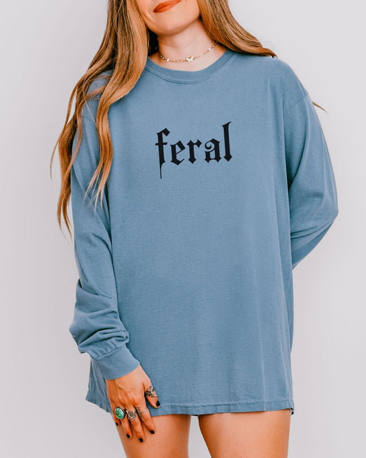 Feral Long Sleeve Shirt – Comfort Colors Gothic Print Tee