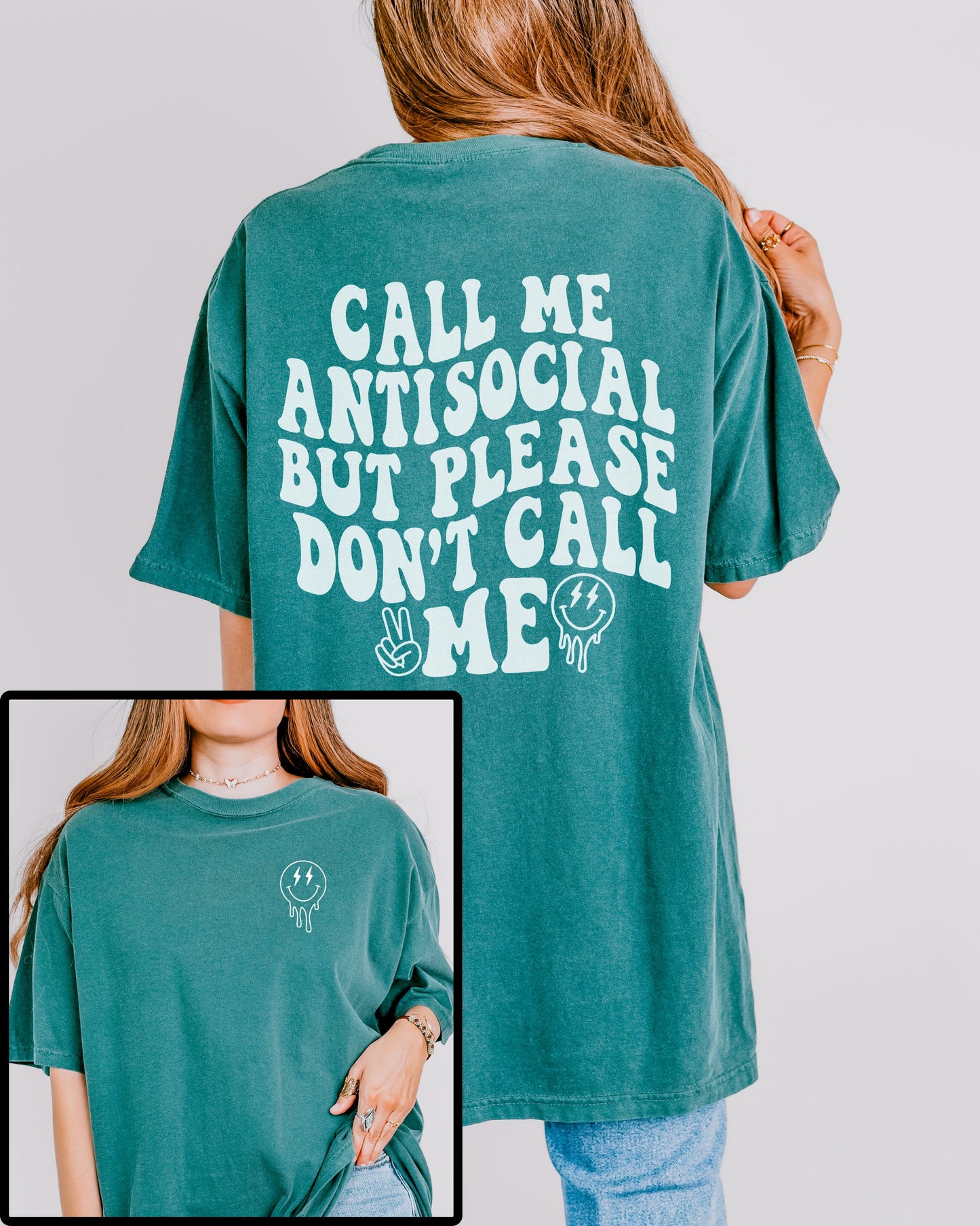 Call Me Antisocial But Please Don’t Call Me T-Shirt – Comfort Colors Retro Graphic Tee