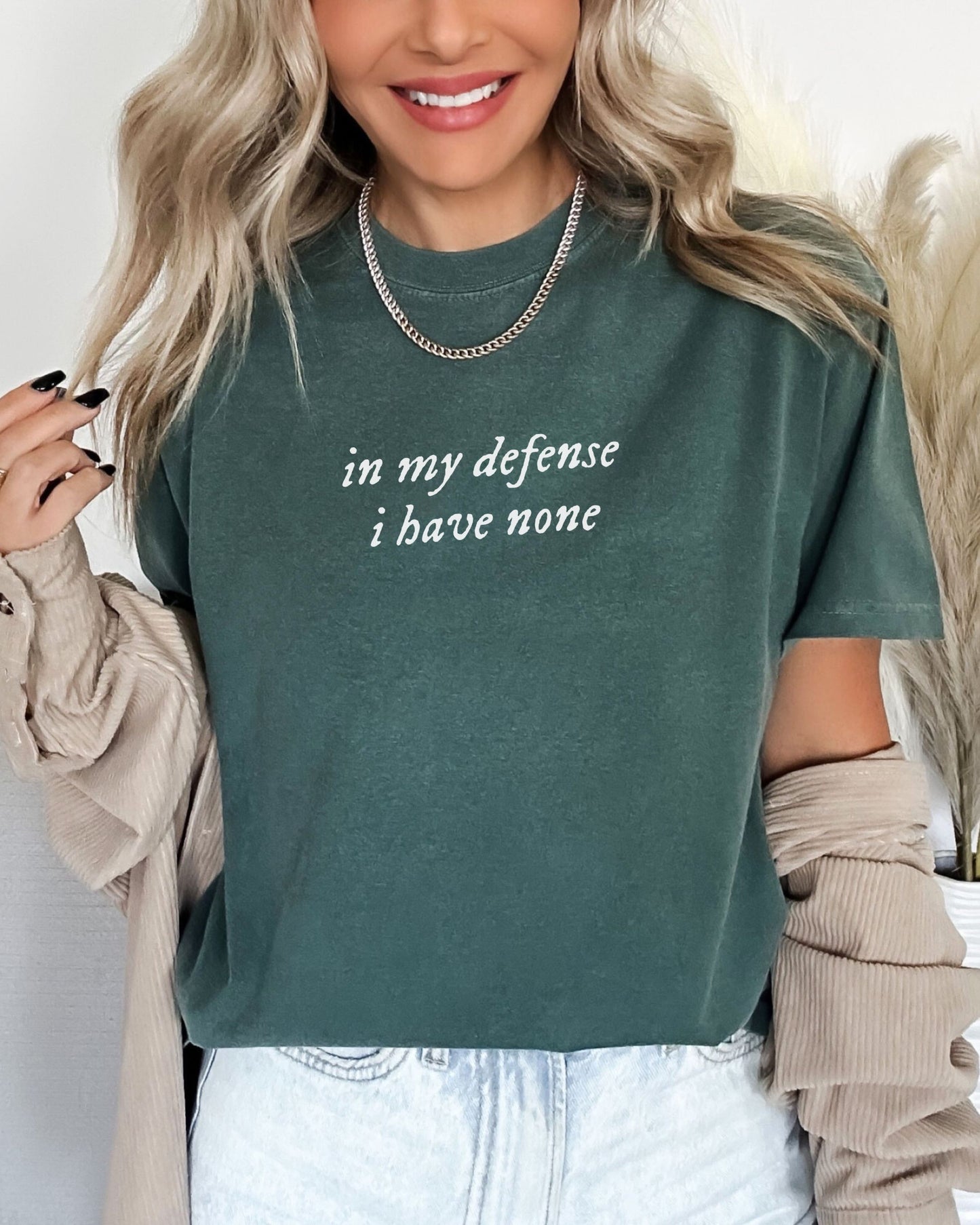in my defense i have none T-Shirt – Comfort Colors Folklore-Inspired Tee