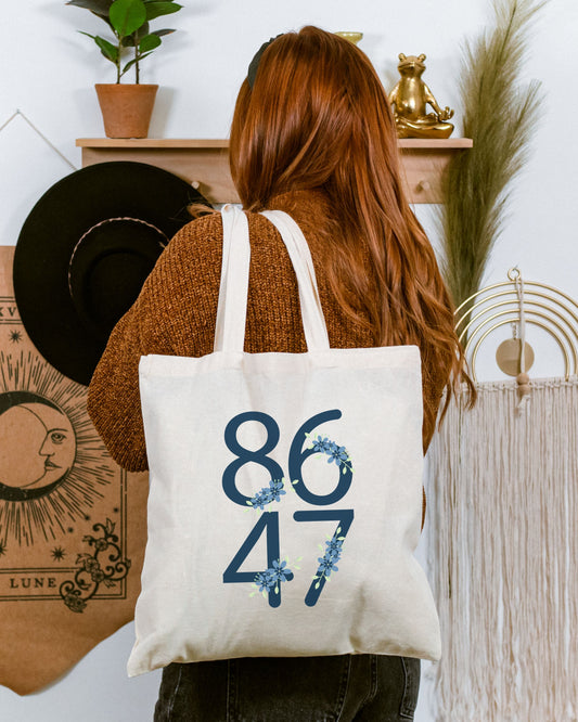 Floral 8647 Tote Bag – Minimalist Anti-Trump Political Canvas Bag