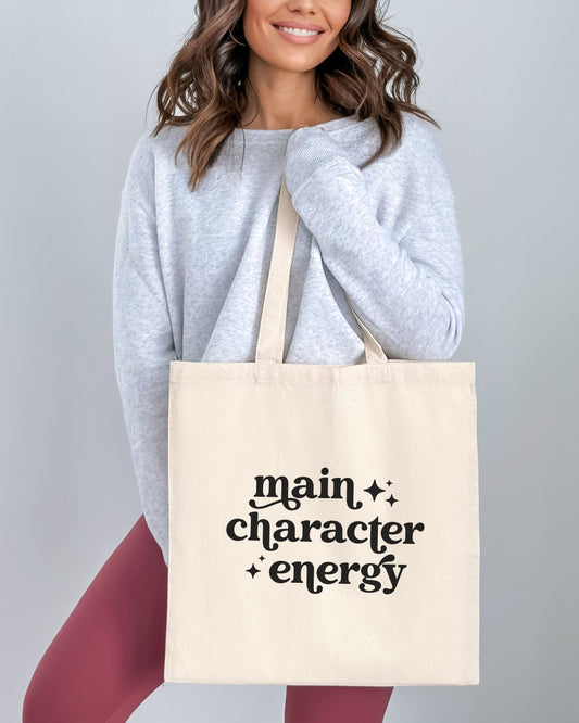 Main Character Energy Tote Bag – Bookish Canvas Bag | Book Lover Gift
