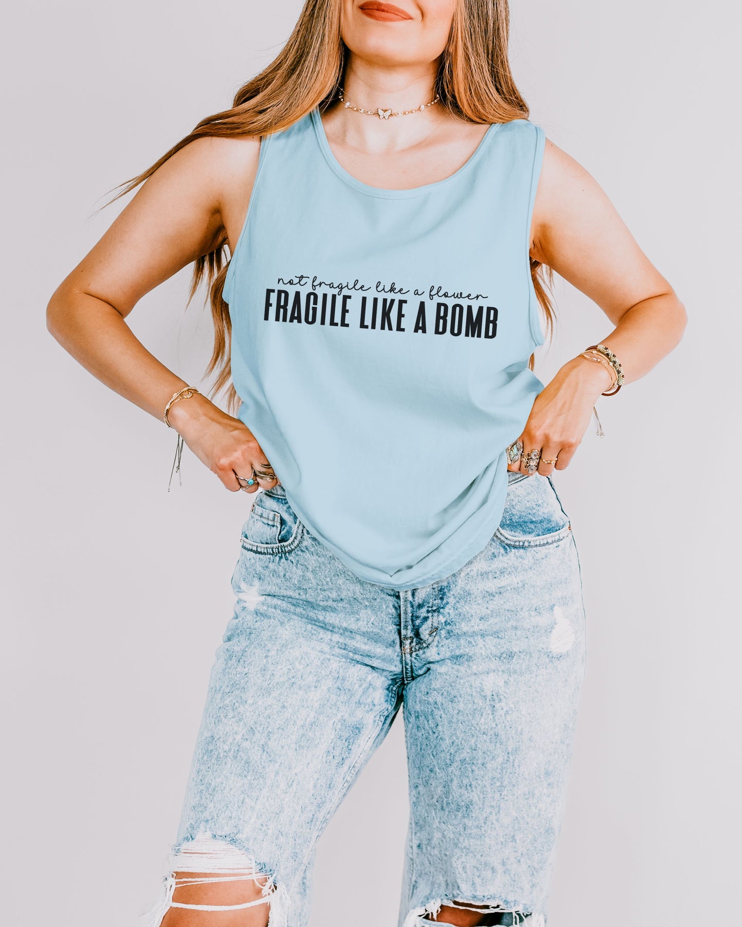 Not Fragile Like a Flower Tank Top – Comfort Colors Feminist Graphic Tank
