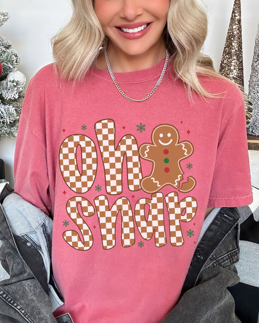 Oh Snap T-Shirt – Comfort Colors Retro Holiday Gingerbread Cookie Tee