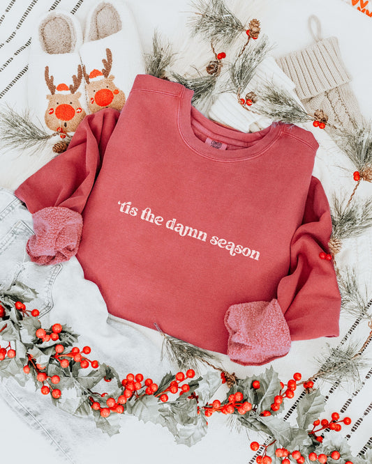 ’Tis The Damn Season Sweatshirt – Comfort Colors Holiday Crewneck