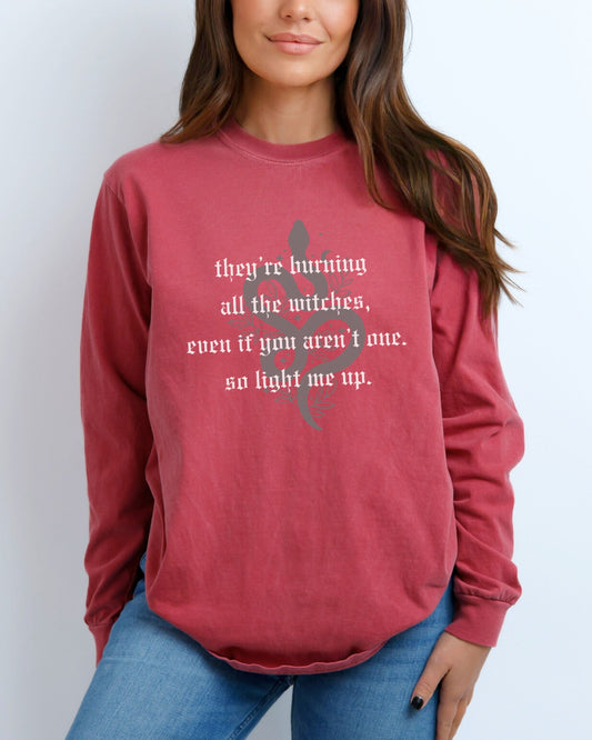 Witchy Vibes Long Sleeve Shirt – Comfort Colors Gothic Celestial Snake Tee