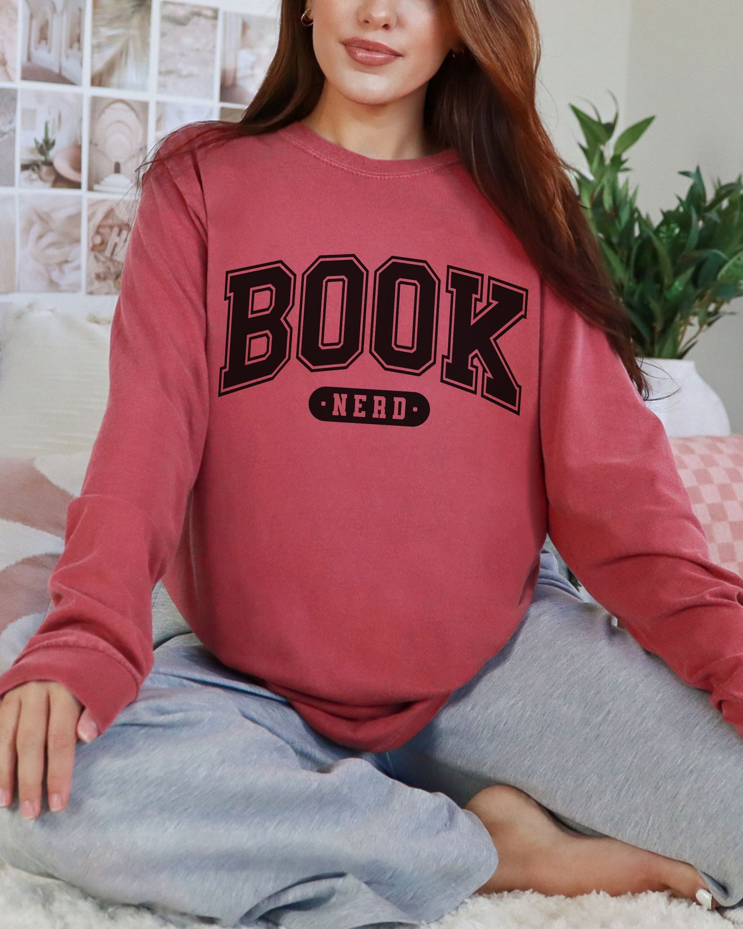 Book Nerd Long Sleeve Tee – Comfort Colors Varsity Bookish Tee