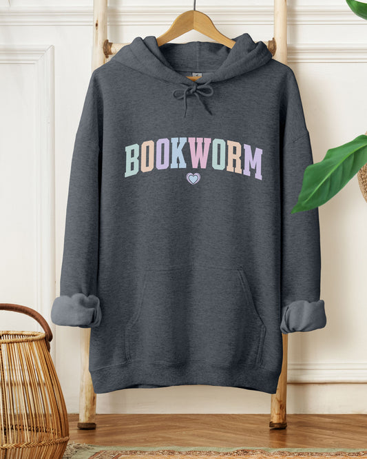 Bookworm Hoodie – Cozy Bookish Pastel Graphic Pullover for Readers