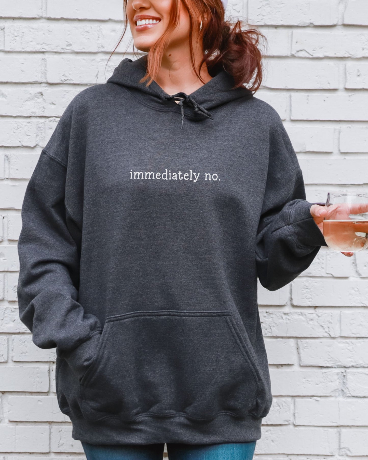 immediately no hoodie – minimalist sarcastic hoodie
