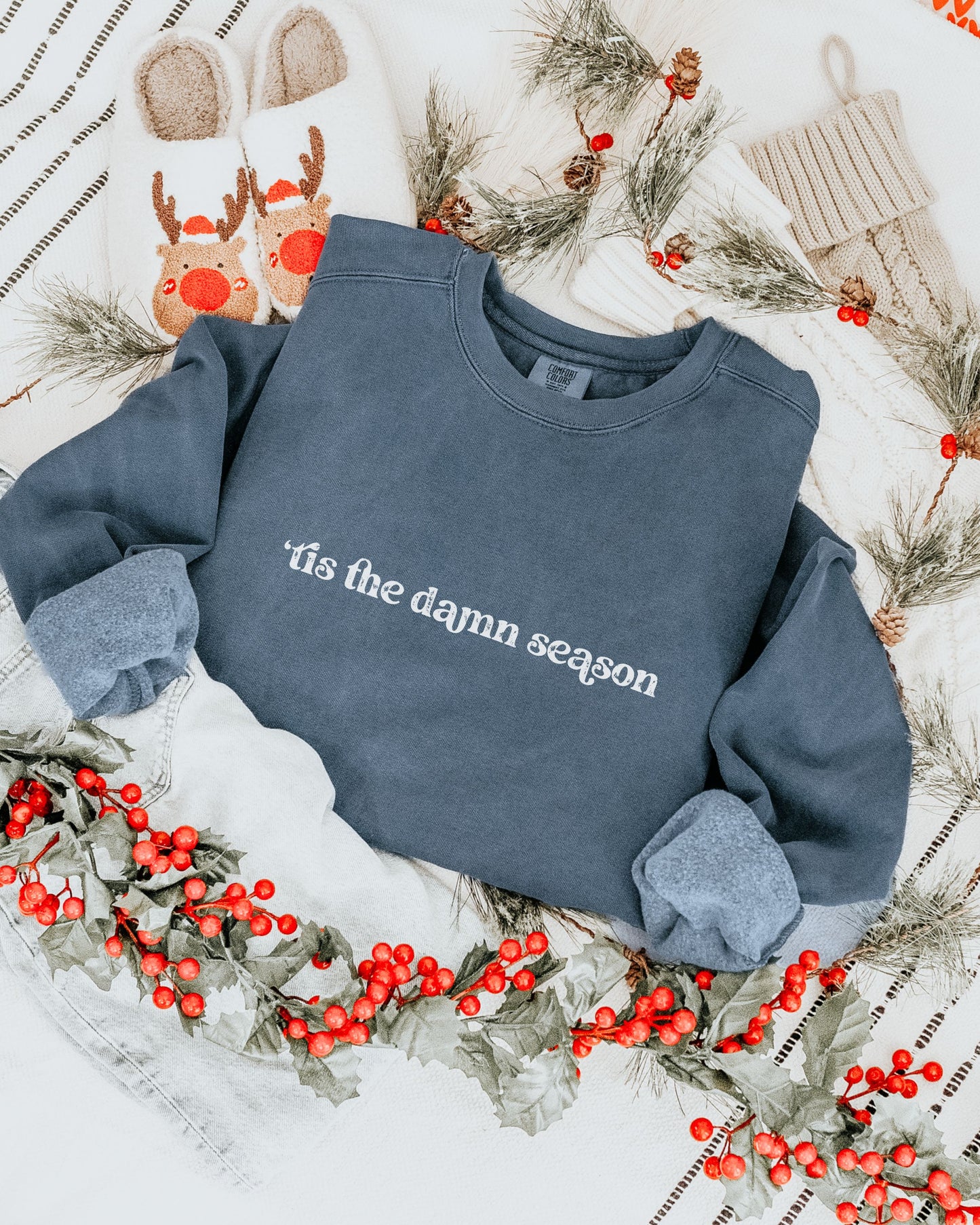’Tis The Damn Season Sweatshirt – Comfort Colors Holiday Crewneck