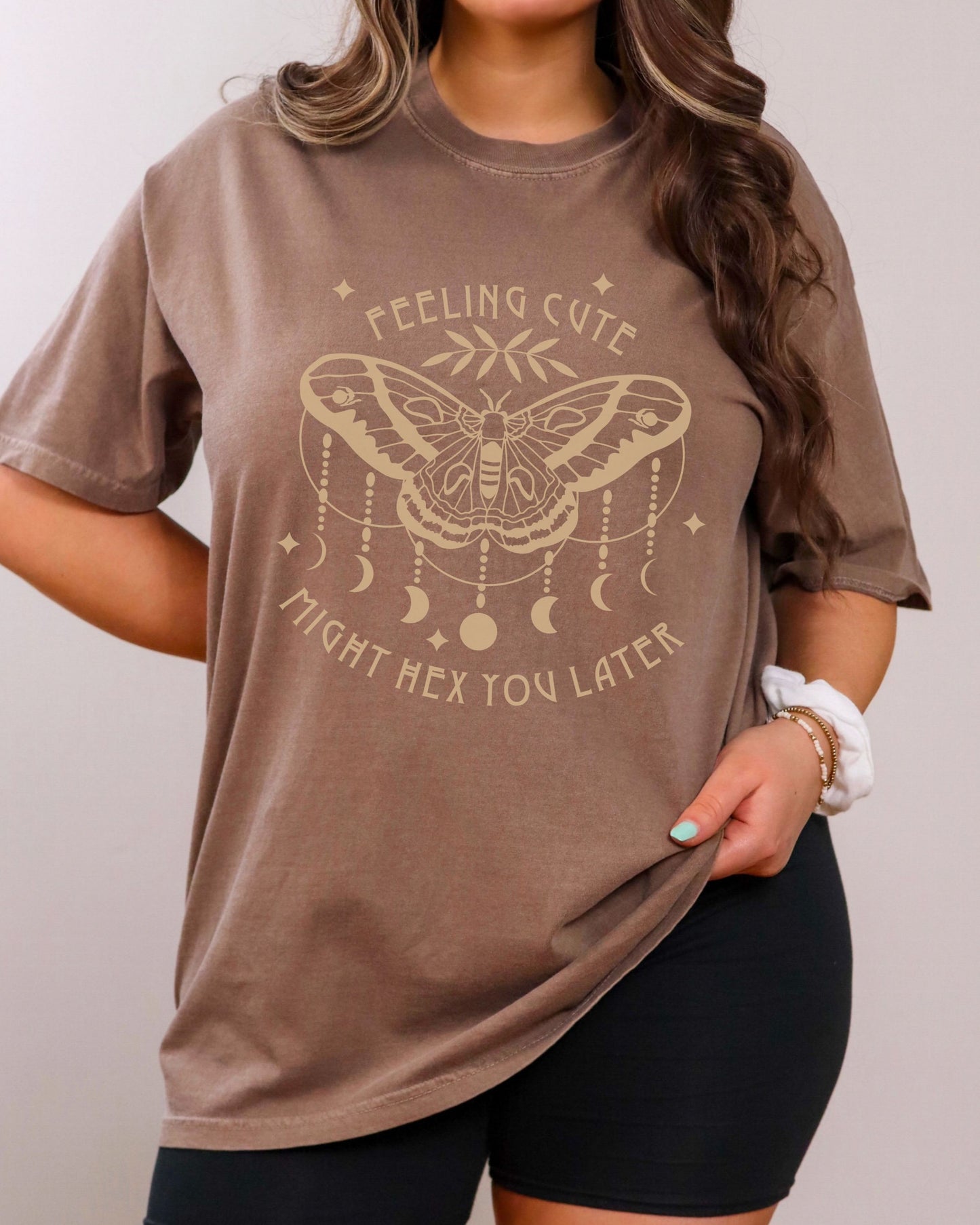 Feeling Cute Might Hex You Later T-Shirt – Comfort Colors Witchy Graphic Tee
