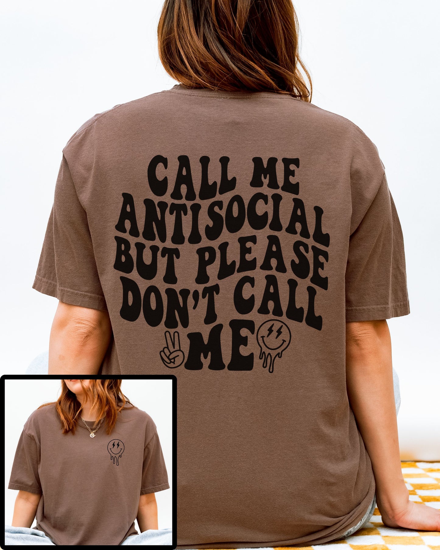 Call Me Antisocial But Please Don’t Call Me T-Shirt – Comfort Colors Retro Graphic Tee