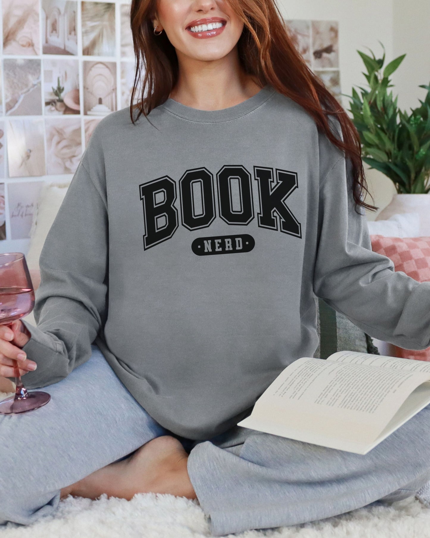 Book Nerd Long Sleeve Tee – Comfort Colors Varsity Bookish Tee