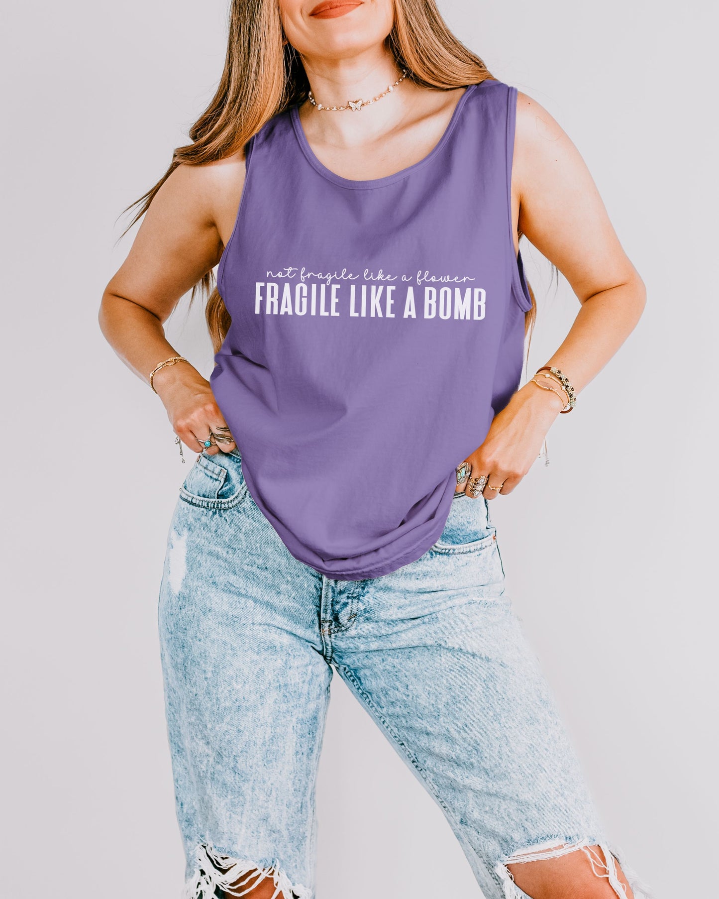Not Fragile Like a Flower Tank Top – Comfort Colors Feminist Graphic Tank