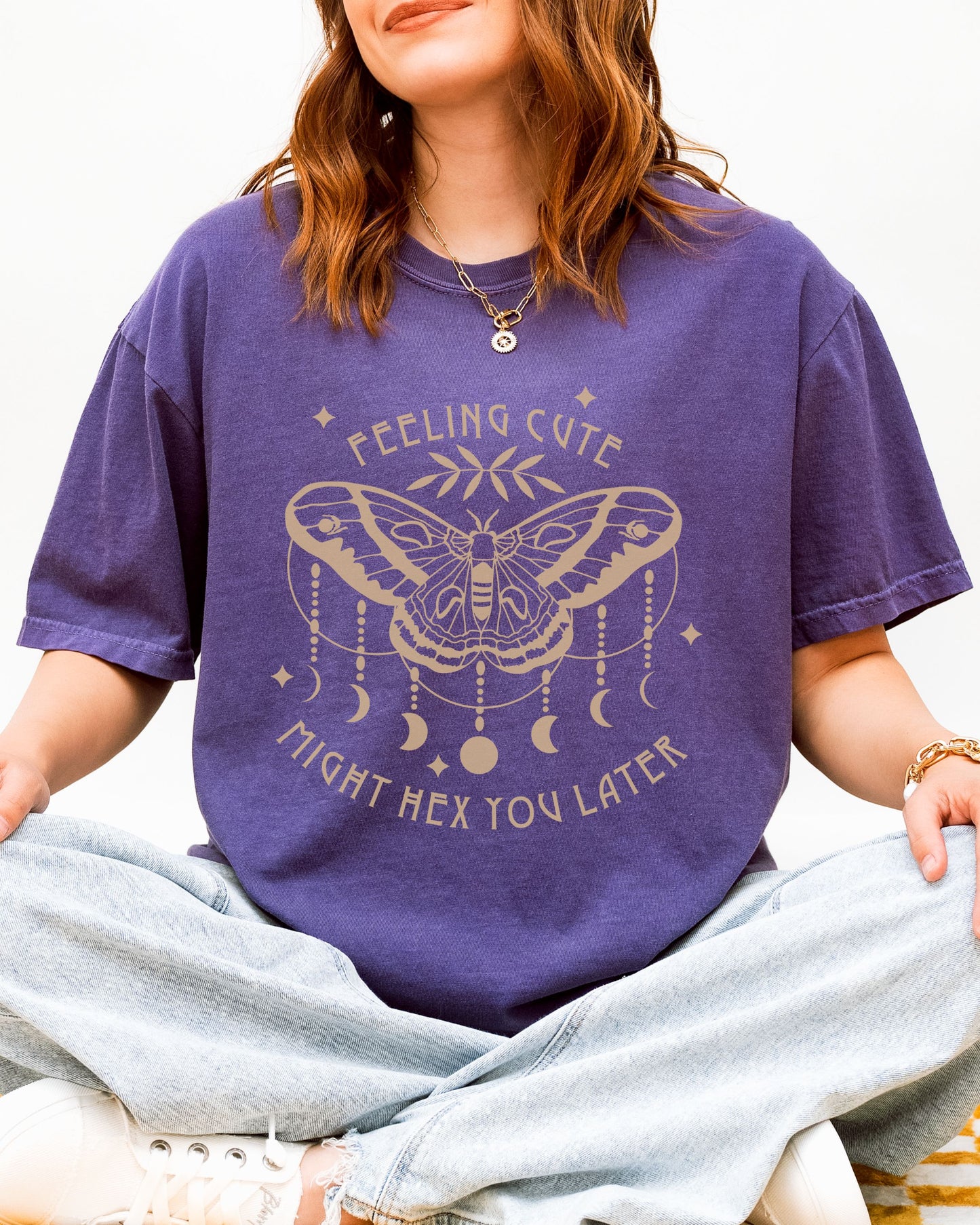 Feeling Cute Might Hex You Later T-Shirt – Comfort Colors Witchy Graphic Tee