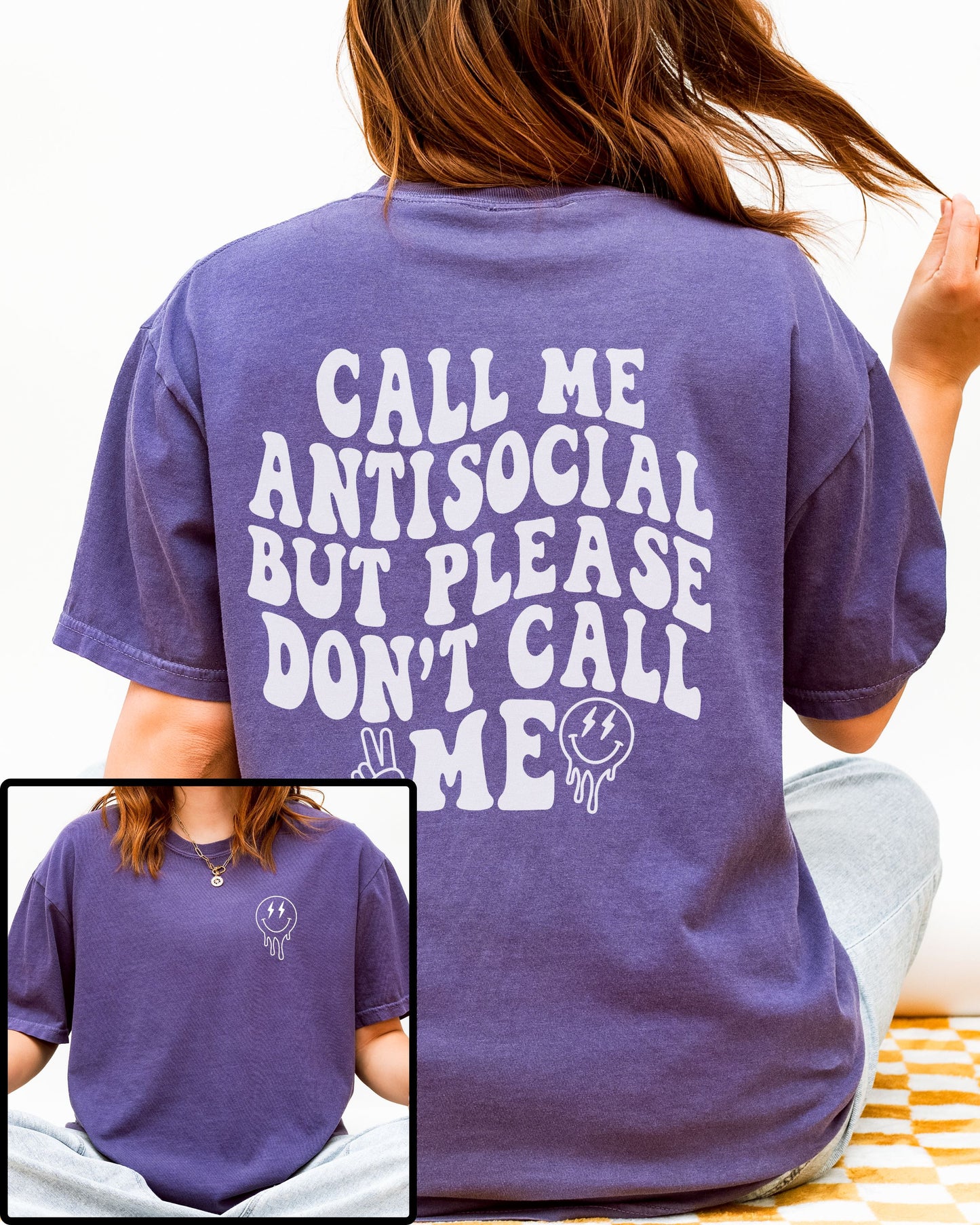 Call Me Antisocial But Please Don’t Call Me T-Shirt – Comfort Colors Retro Graphic Tee