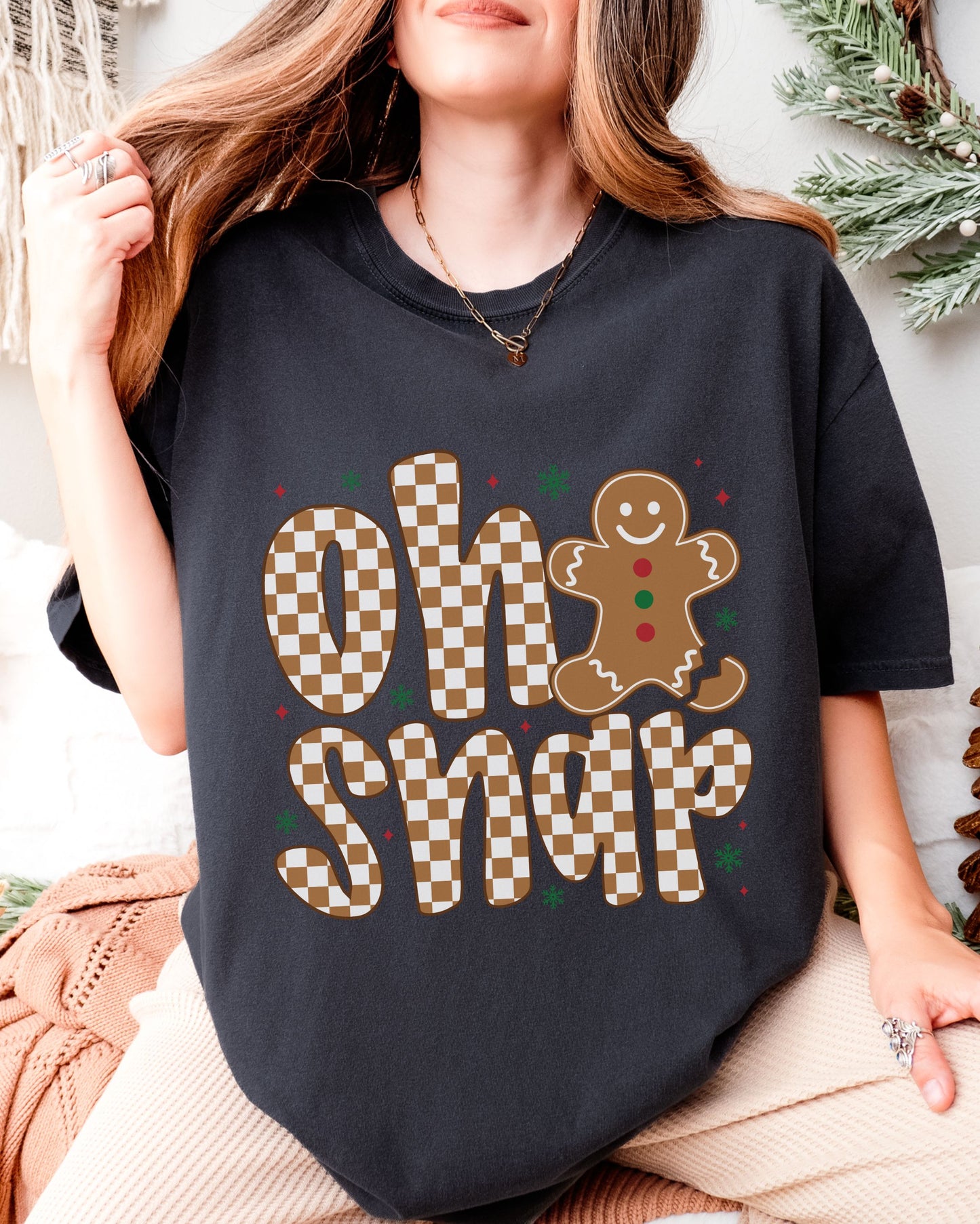 Oh Snap T-Shirt – Comfort Colors Retro Holiday Gingerbread Cookie Tee