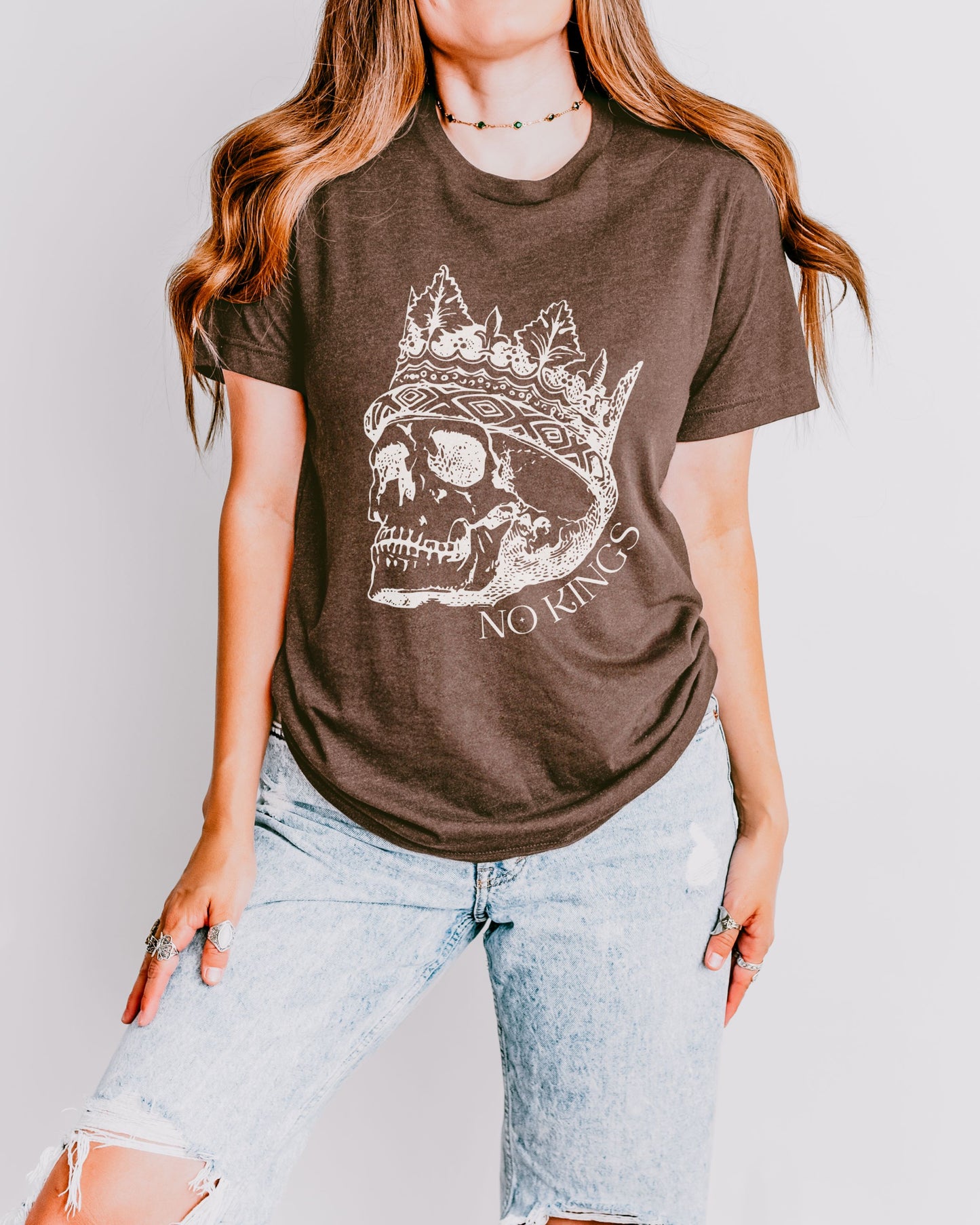 No Kings T-Shirt – Bella + Canvas Skull Crown Political Protest Tee