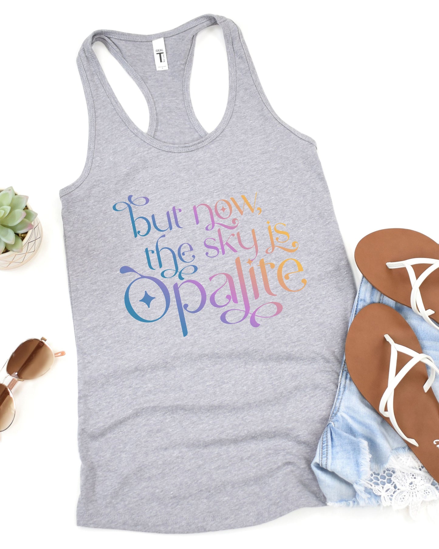 Now the Sky Is Opalite Slim Fit Tank Top – Colorful Gradient Aesthetic Racerback