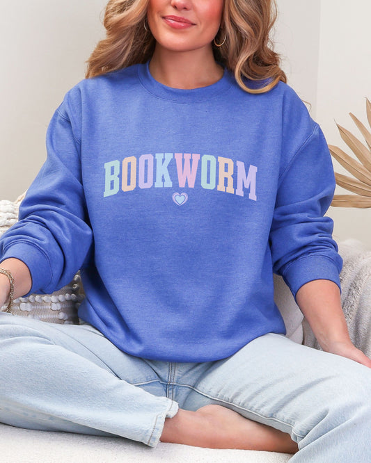 Bookworm Sweatshirt – Cozy Bookish Pastel Graphic Crewneck for Readers