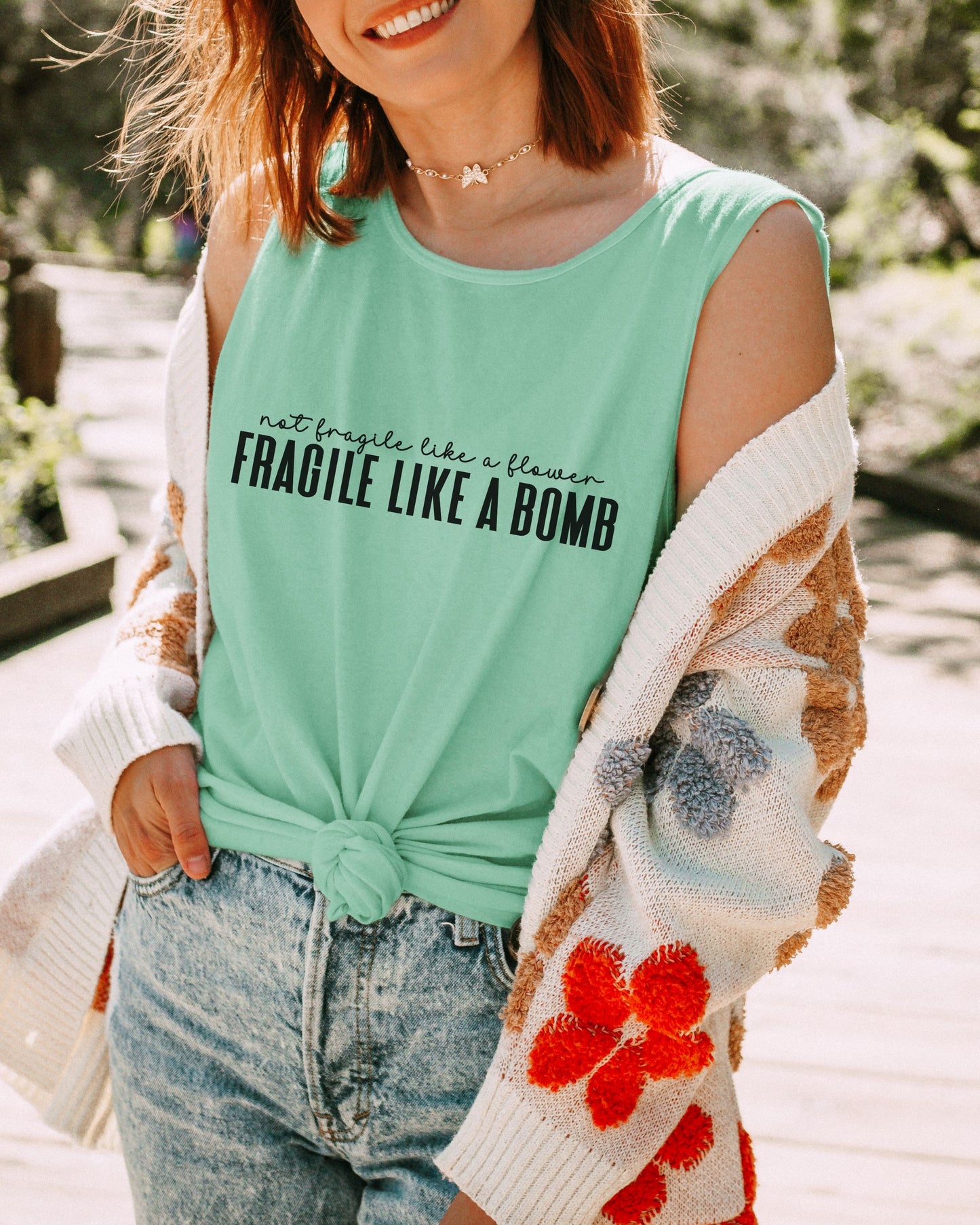 Not Fragile Like a Flower Tank Top – Comfort Colors Feminist Graphic Tank