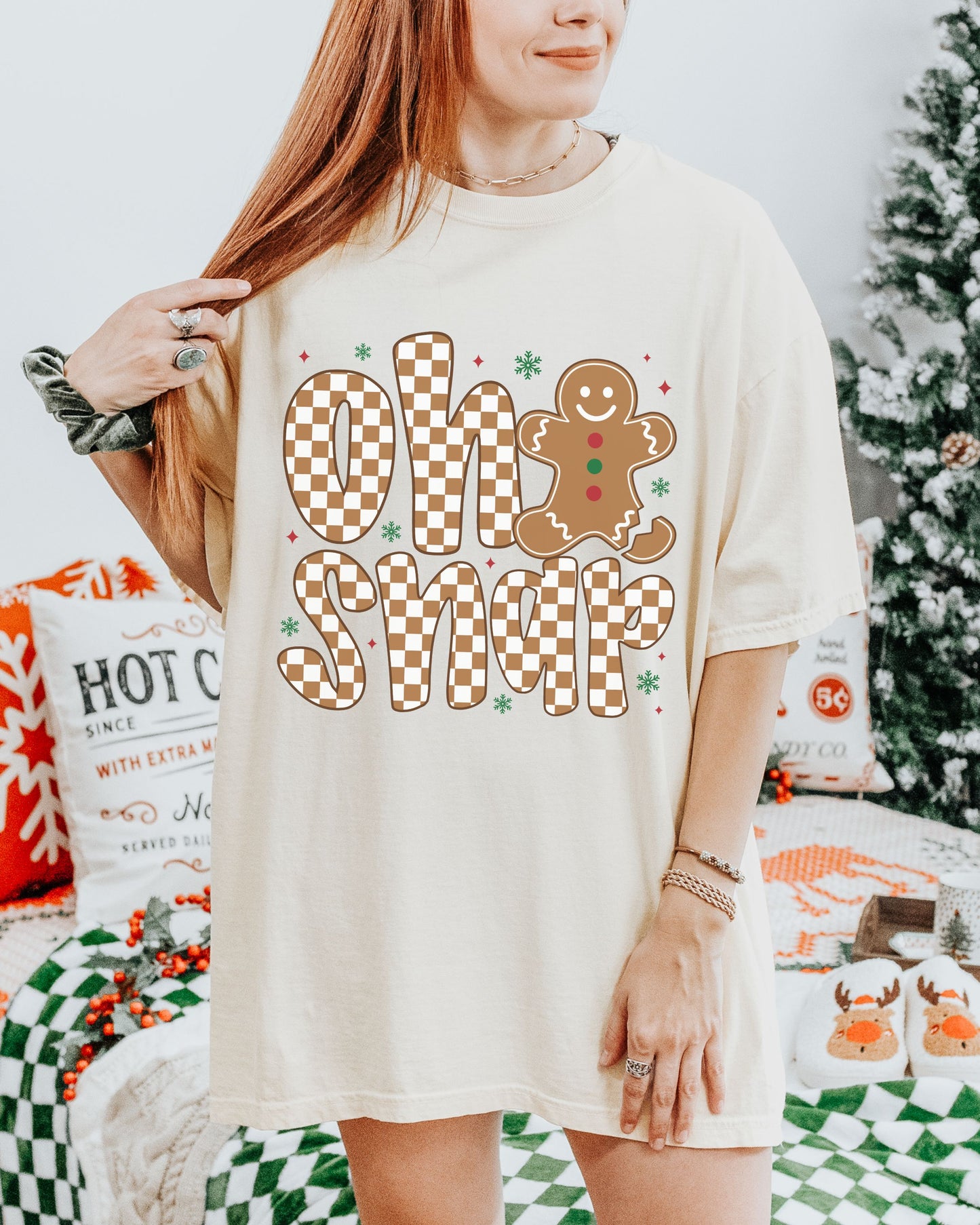Oh Snap T-Shirt – Comfort Colors Retro Holiday Gingerbread Cookie Tee