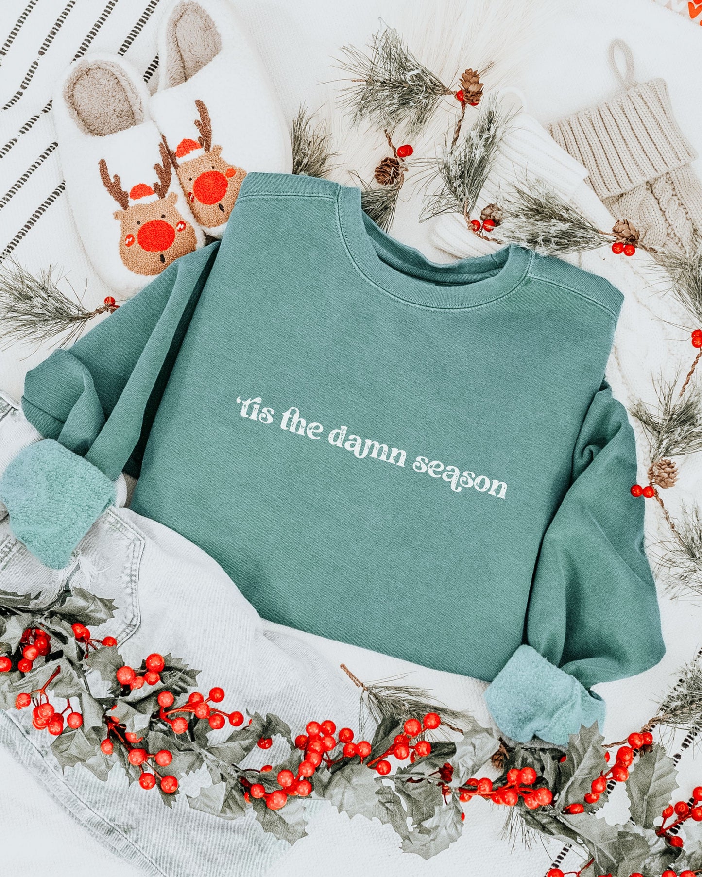 ’Tis The Damn Season Sweatshirt – Comfort Colors Holiday Crewneck