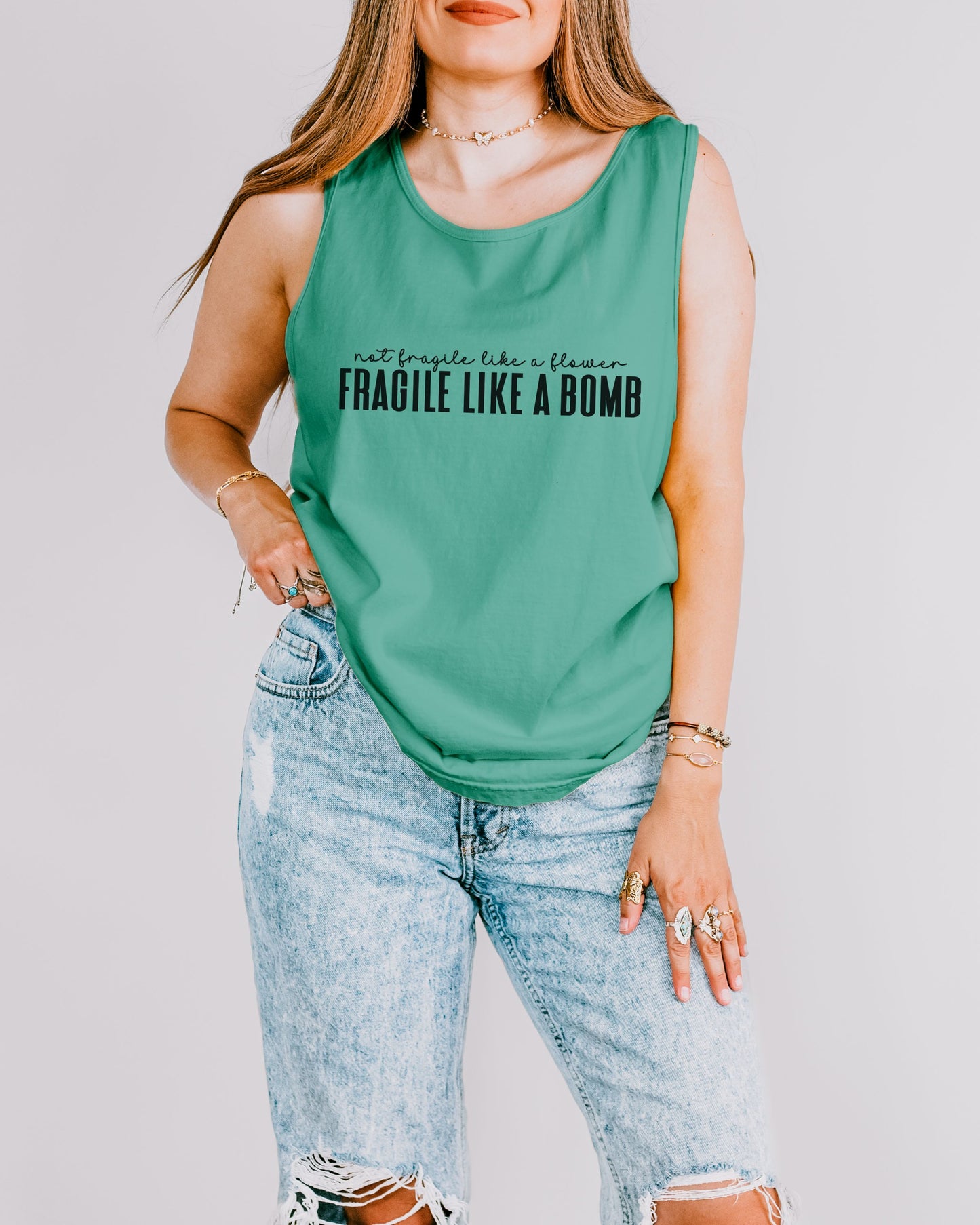 Not Fragile Like a Flower Tank Top – Comfort Colors Feminist Graphic Tank