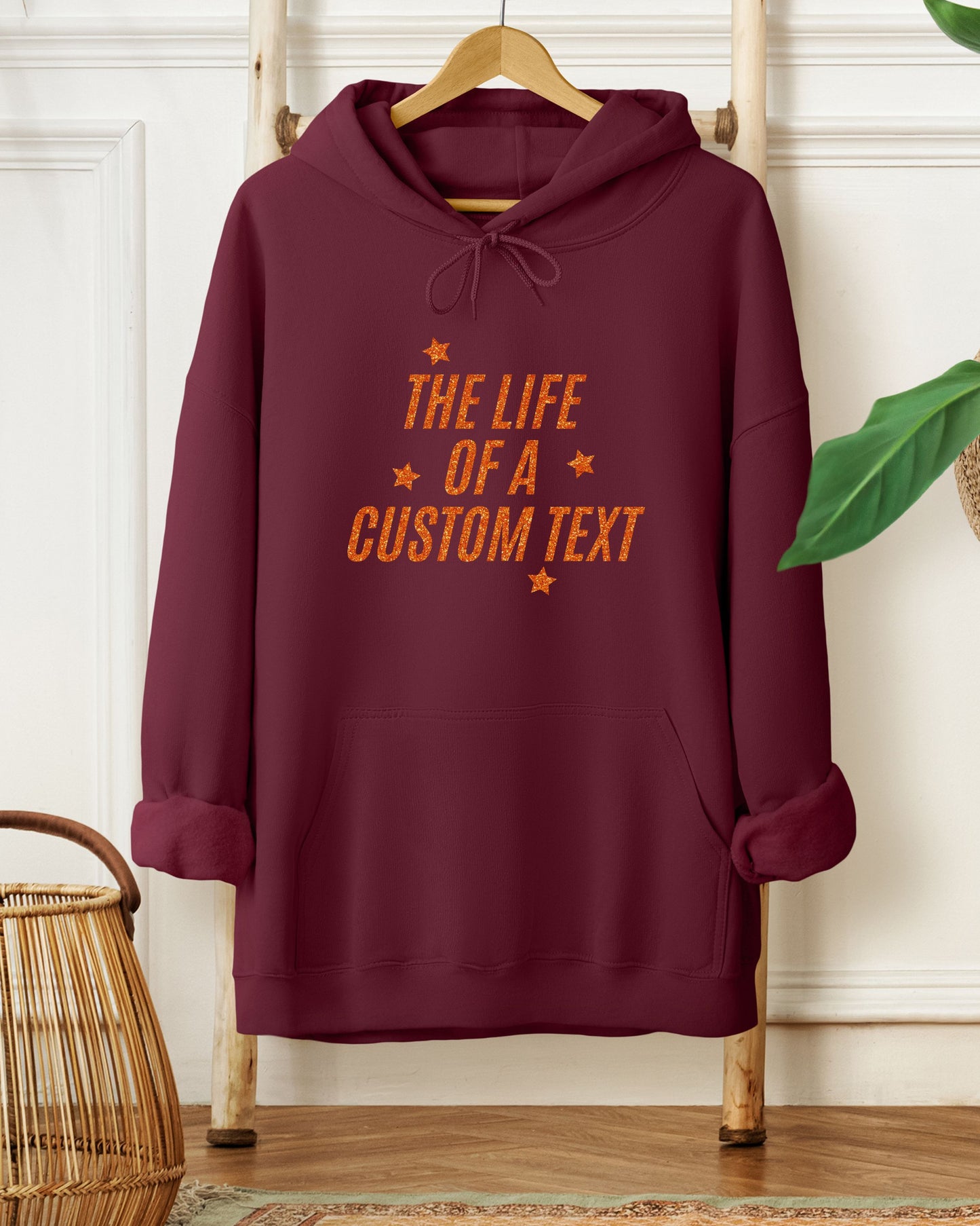 The Life Of A… Custom Hoodie – Gildan Glitter-Effect Printed Personalized Pullover