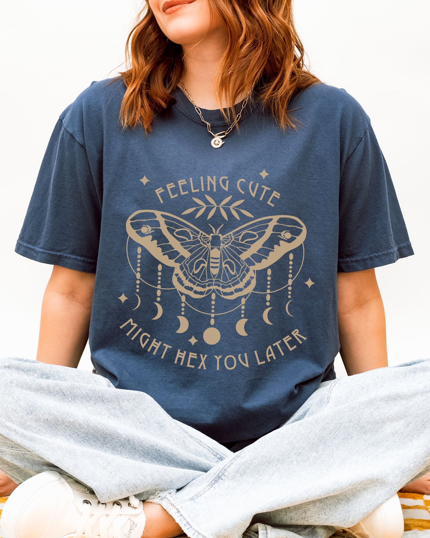 Feeling Cute Might Hex You Later T-Shirt – Comfort Colors Witchy Graphic Tee