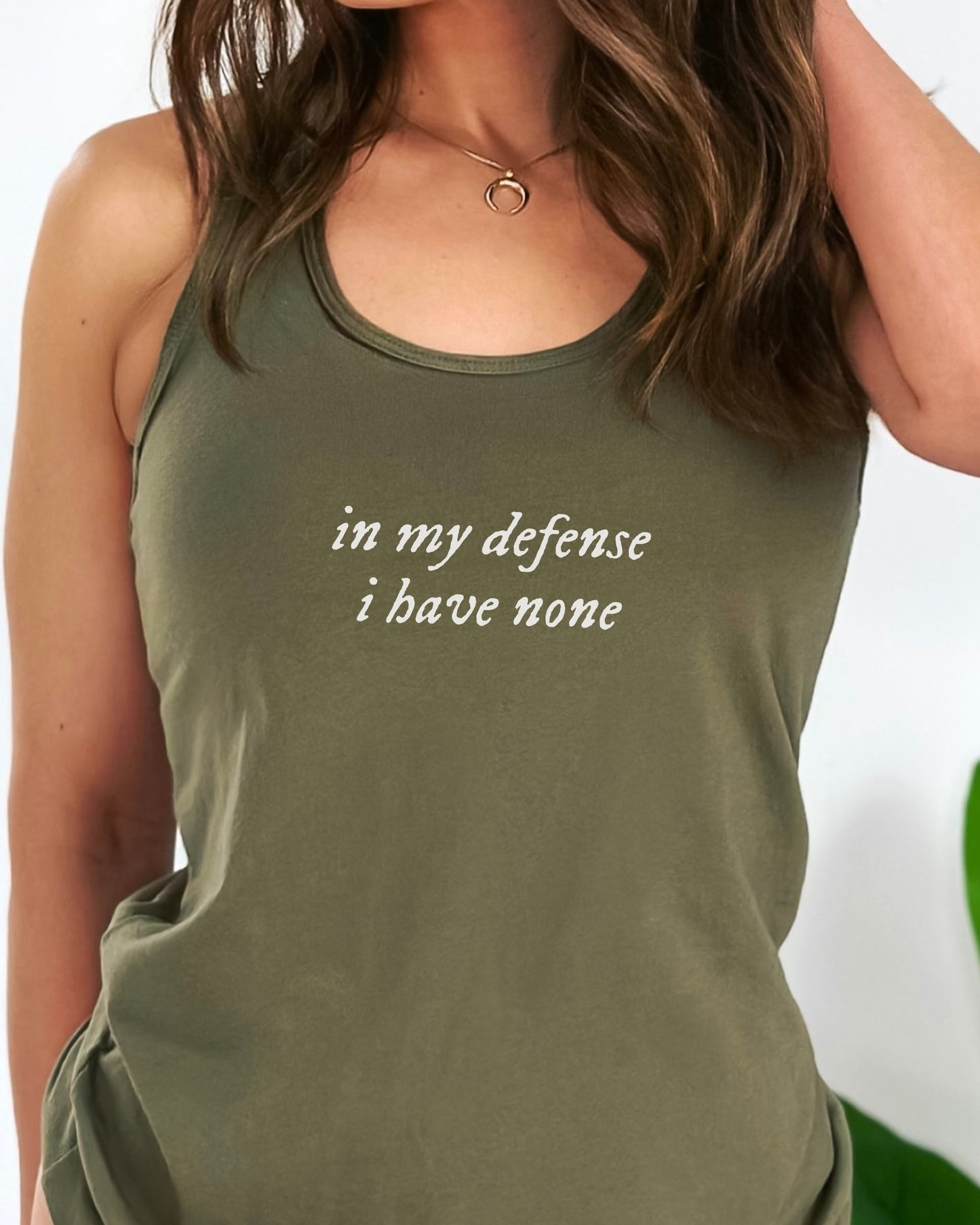 in my defense i have none slim fit racerback tank top - minimalist workout tank