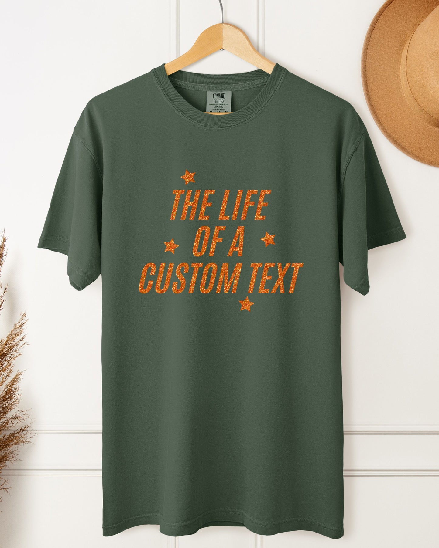 The Life Of A… Custom T-Shirt – Comfort Colors Glitter-Effect Personalized Tee