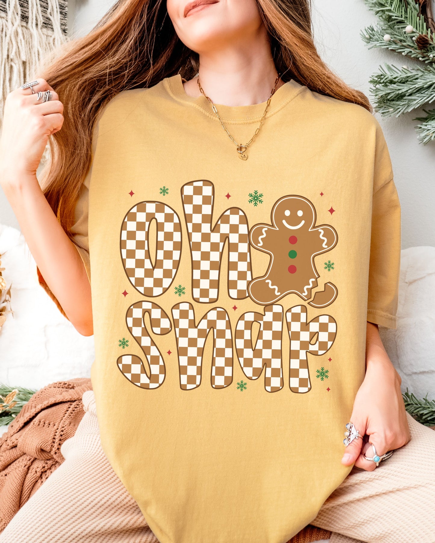 Oh Snap T-Shirt – Comfort Colors Retro Holiday Gingerbread Cookie Tee