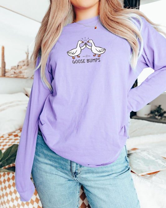 Goose Bumps Long Sleeve Shirt – Comfort Colors Funny Goose Wing Bump Tee