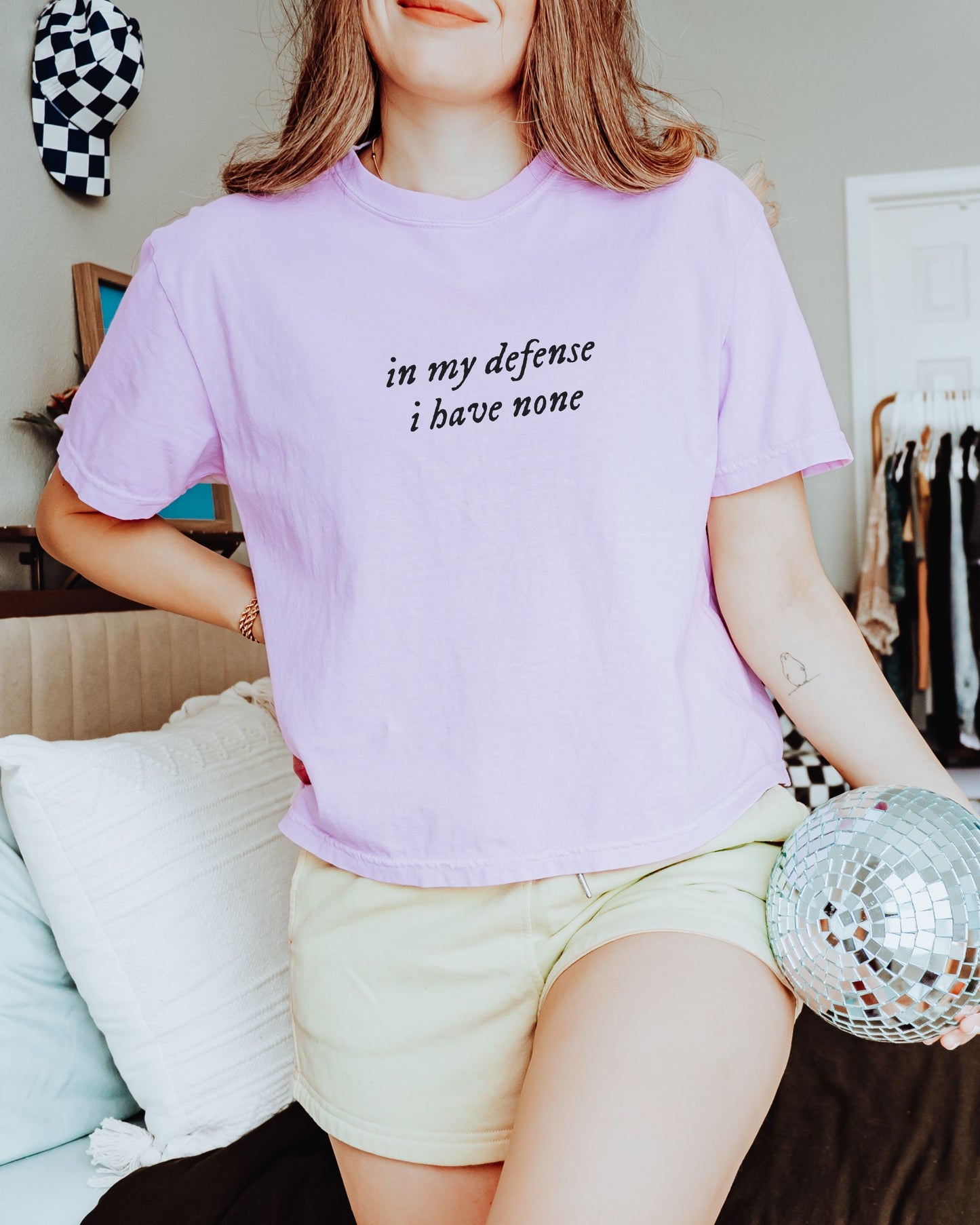 in my defense i have none cropped tee – Comfort Colors Minimalist Top