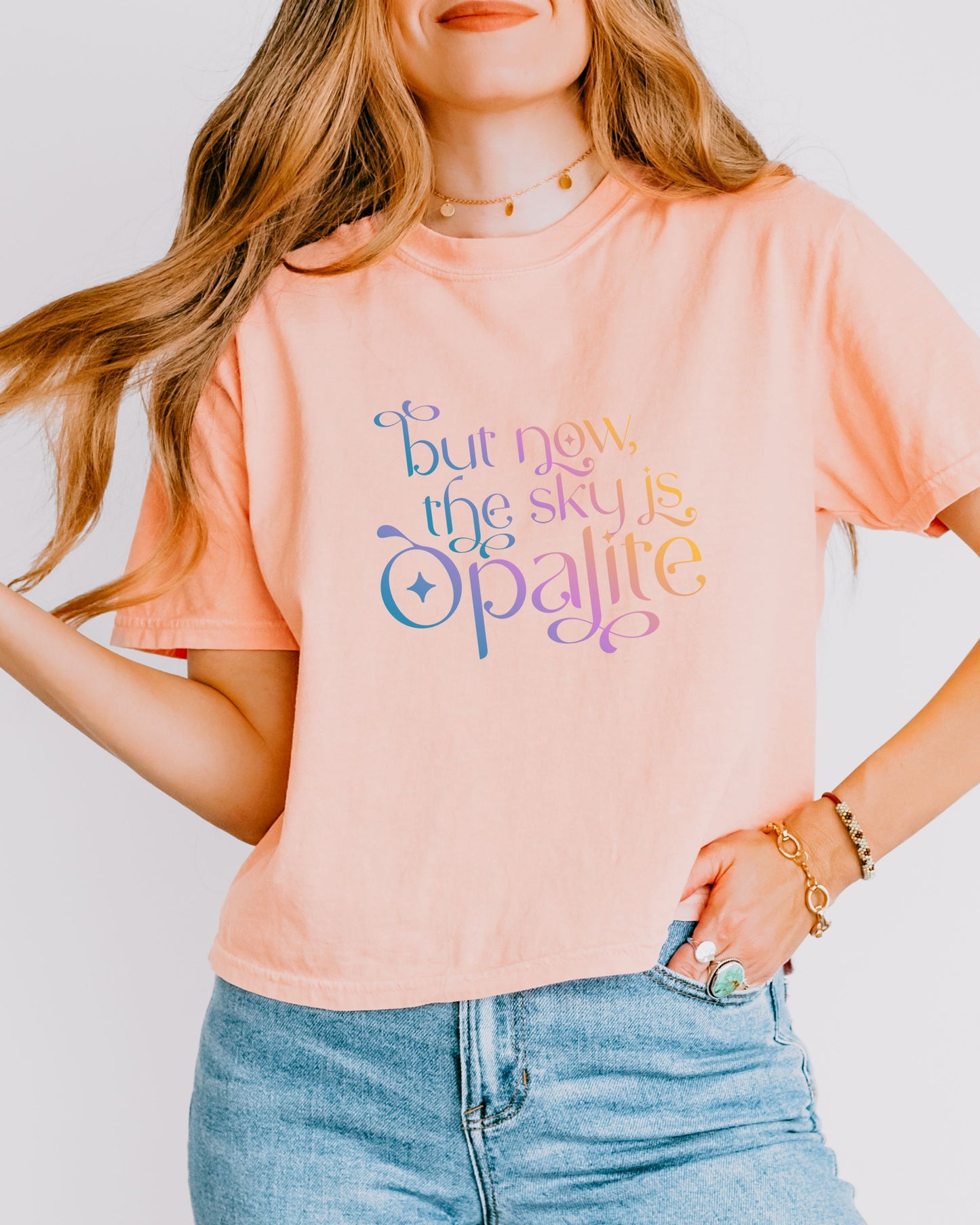 Now the Sky Is Opalite Cropped Tee – Comfort Colors Gradient Aesthetic Top