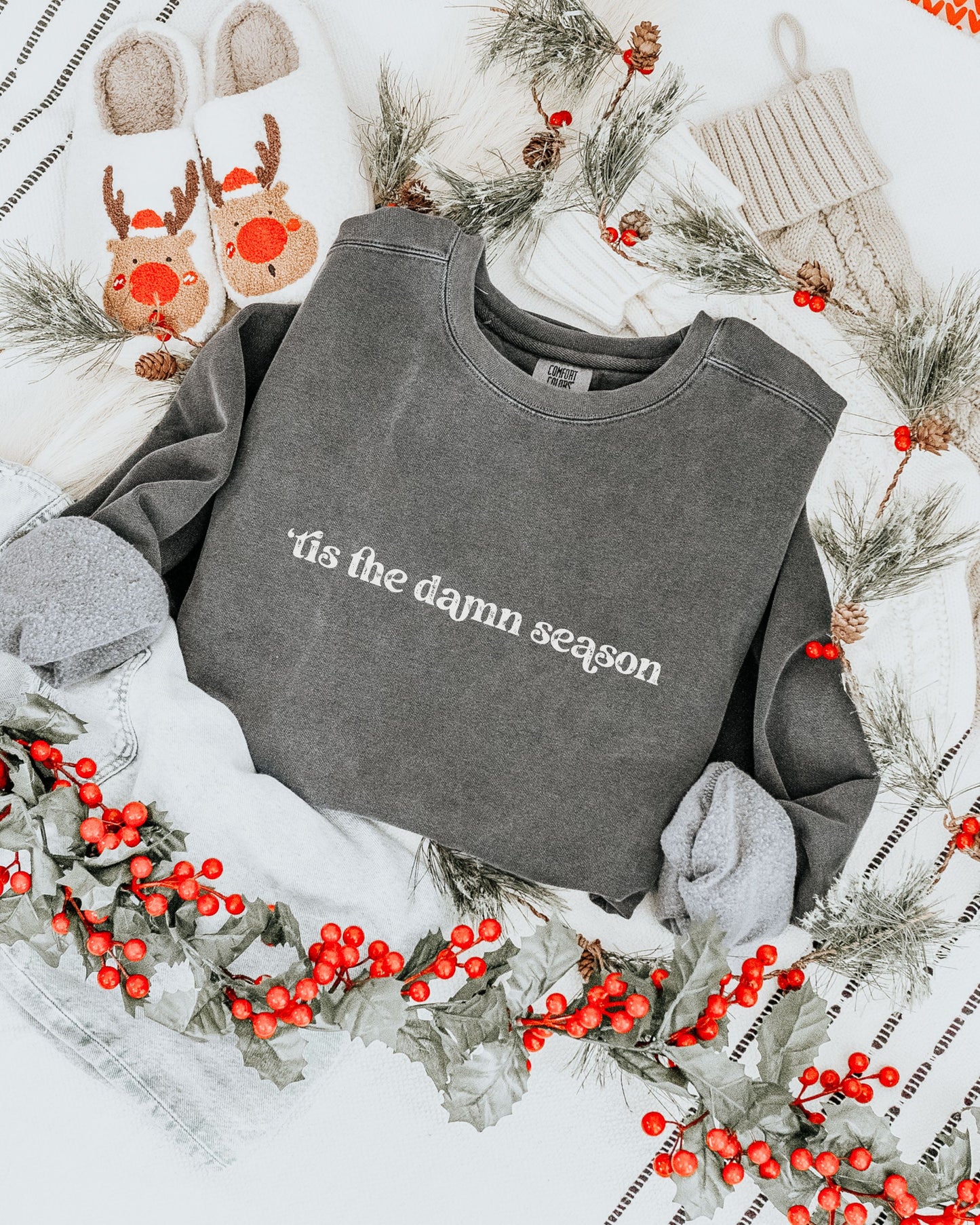 ’Tis The Damn Season Sweatshirt – Comfort Colors Holiday Crewneck