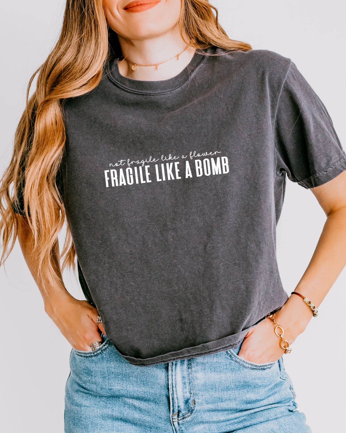 Not Fragile Like a Flower Cropped Tee – Comfort Colors Feminist Crop Top