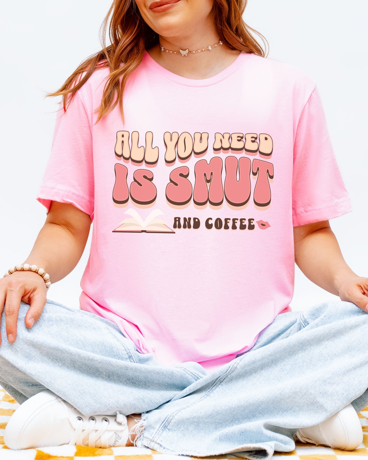 All You Need Is Smut and Coffee T-Shirt – Bella + Canvas Bookish Retro Tee