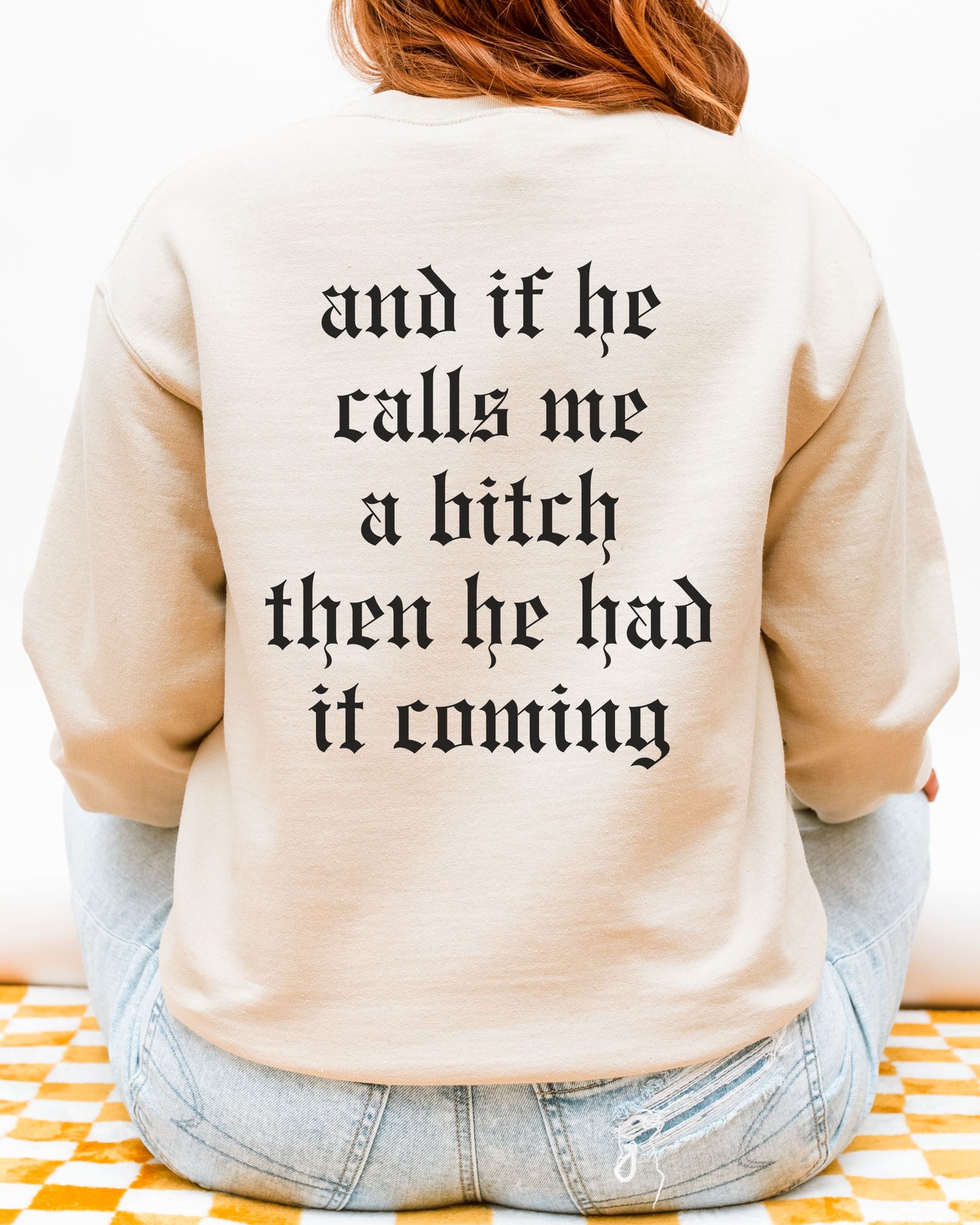 If a Man Talks Shit Statement Sweatshirt – Gothic Feminist Crewneck