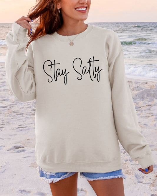 Stay Salty Sweatshirt – Coastal Gildan Crewneck Graphic Pullover
