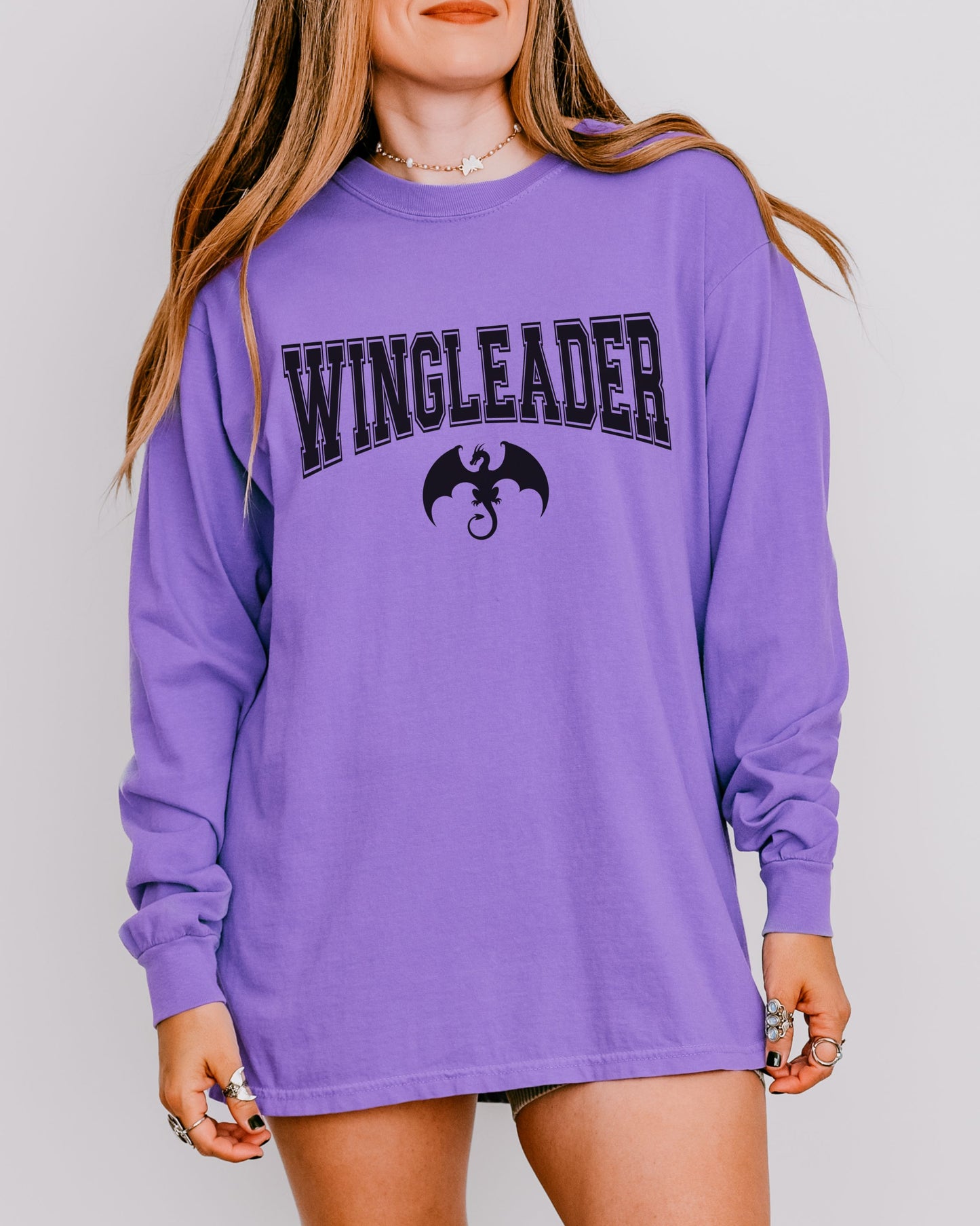 Wingleader Long Sleeve Shirt – Comfort Colors Fantasy Dragon Bookish Tee